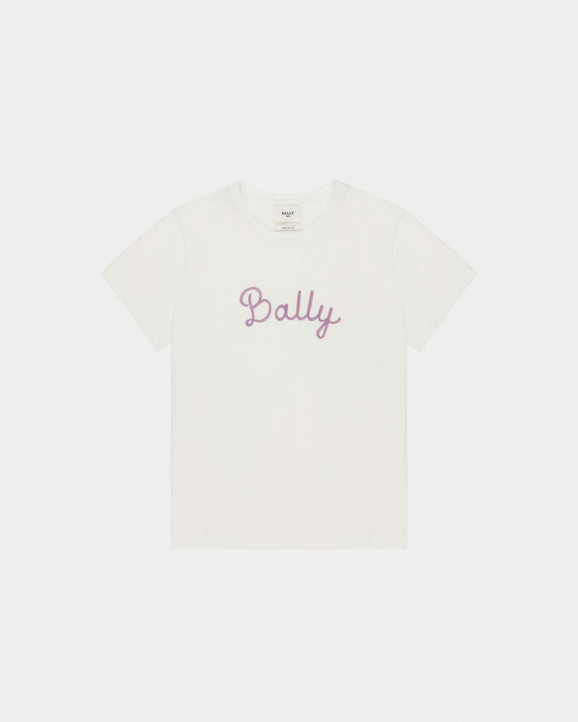 Organic Cotton T-Shirt In Bone - Women's - Bally - 04