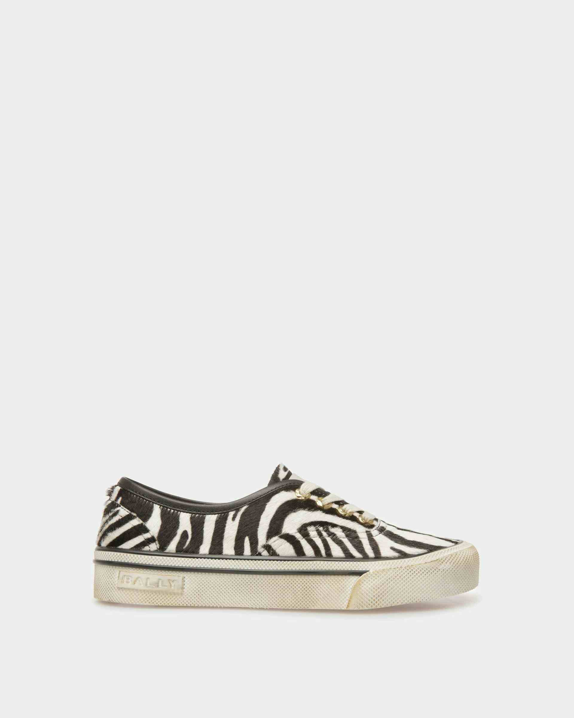 Santa Ana Sneakers In White And Black Haircalf Leather - Women's - Bally