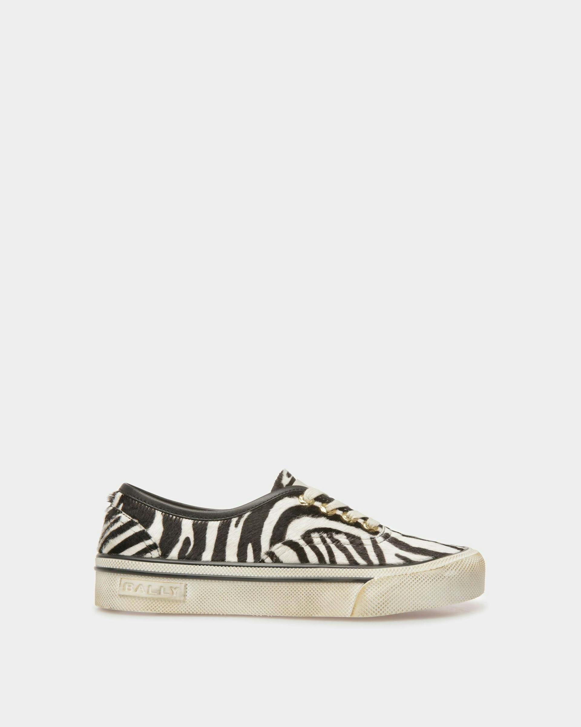 Santa Ana Sneakers In White And Black Haircalf Leather - Women's - Bally - 01