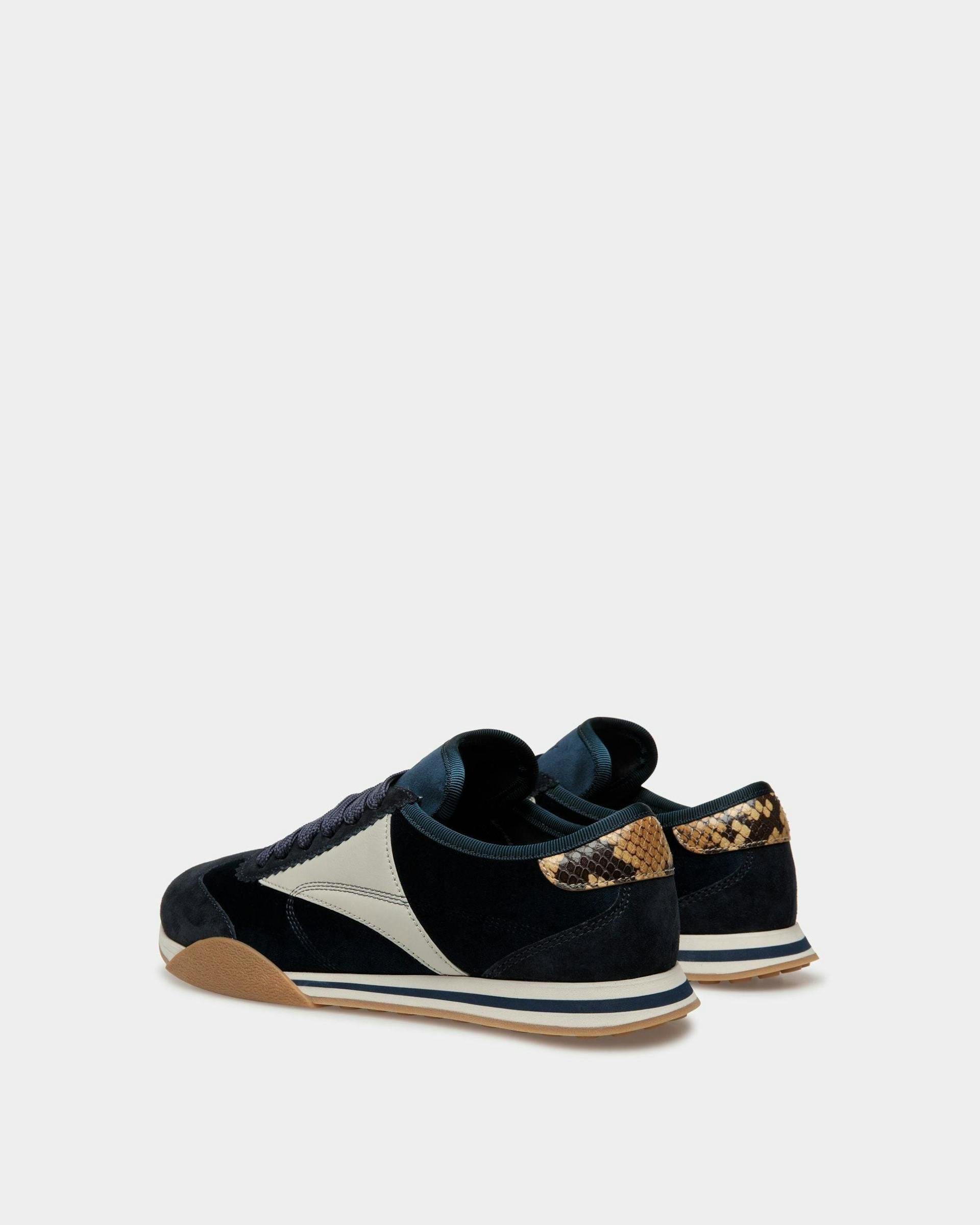Sussex Sneakers In Midnight And Dusty White Leather And Cotton - Women's - Bally - 03