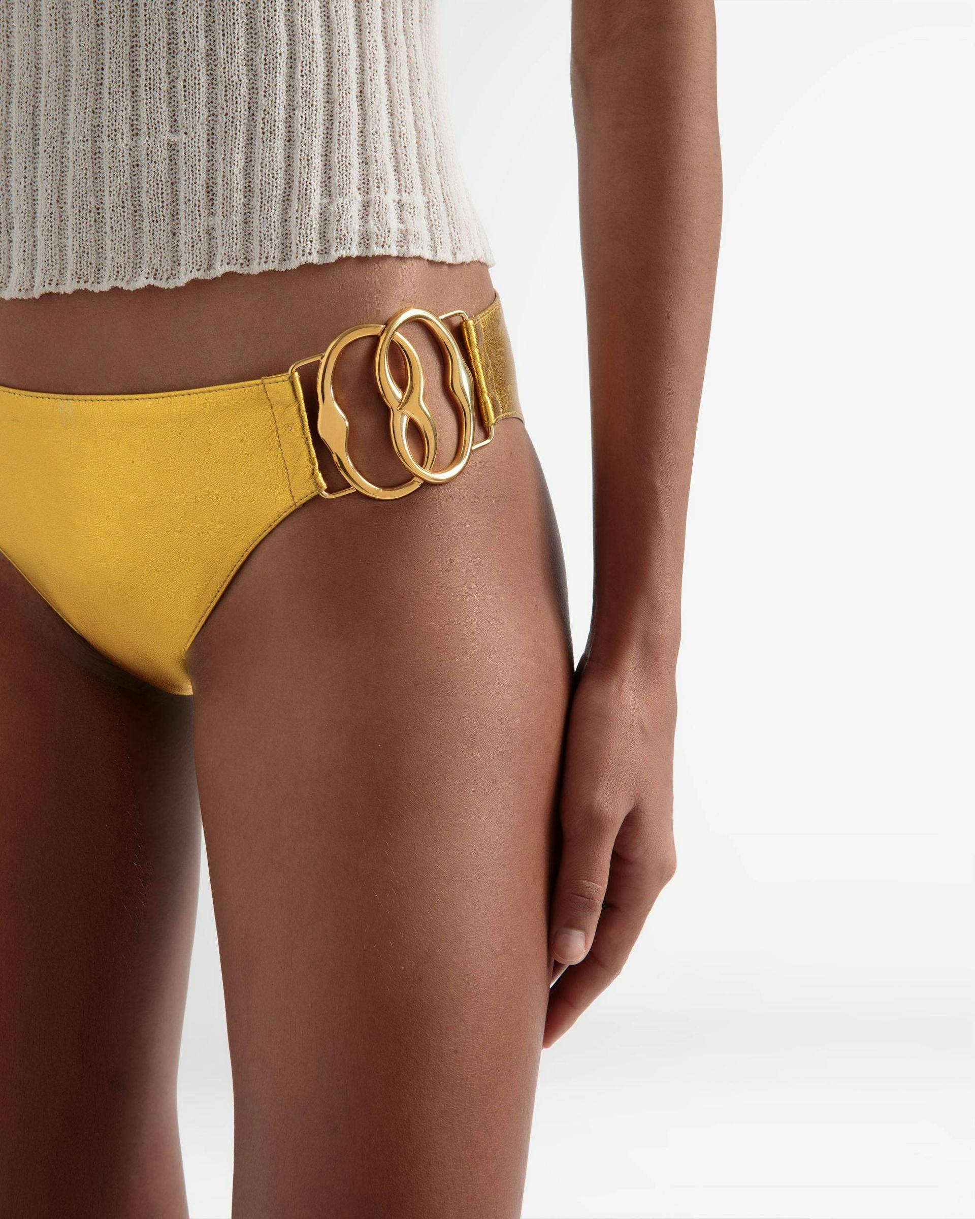 Leather Panties In Gold - Women's - Bally - 03