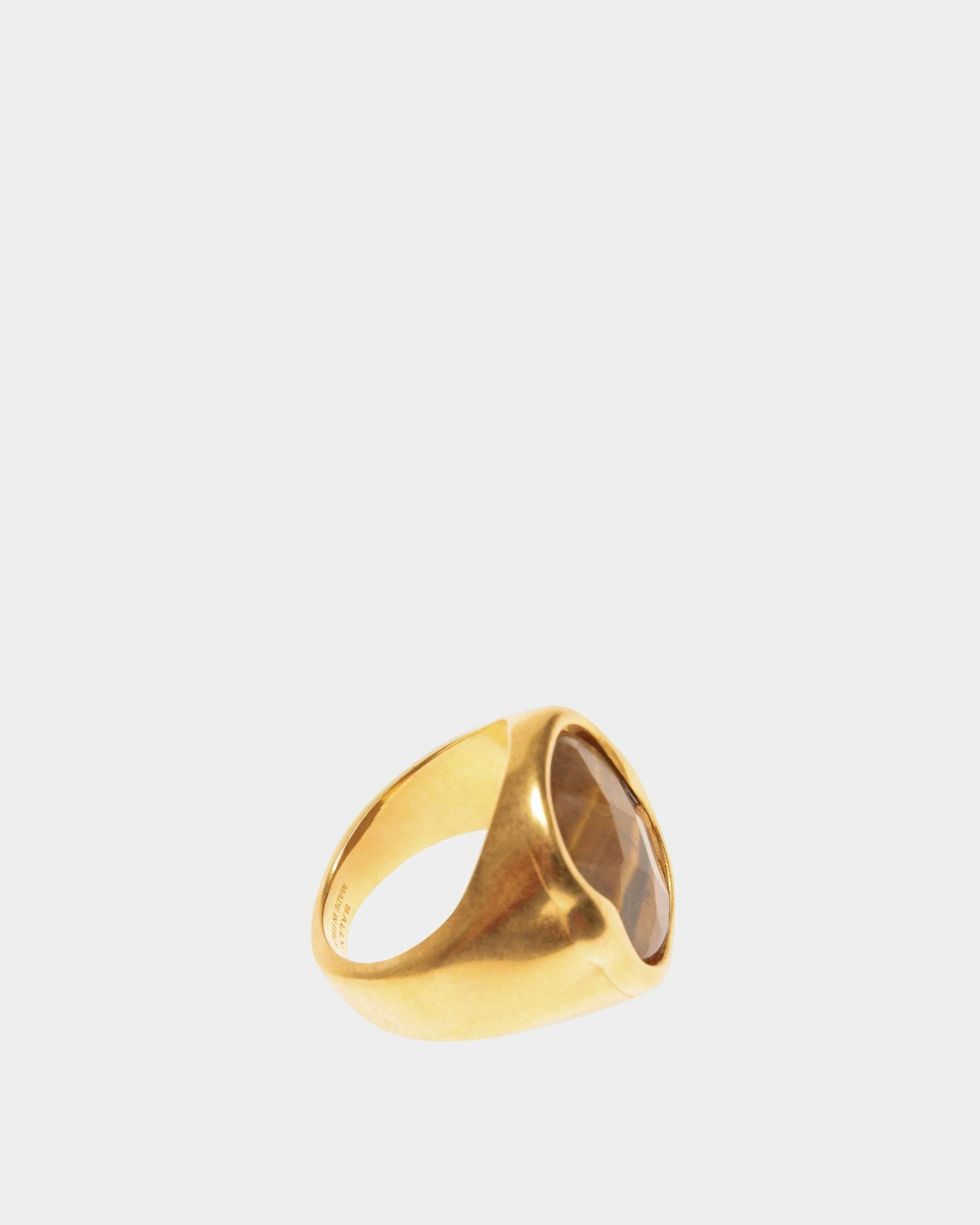 Frame Ring In Hammered Gold - Women's - Bally - 01