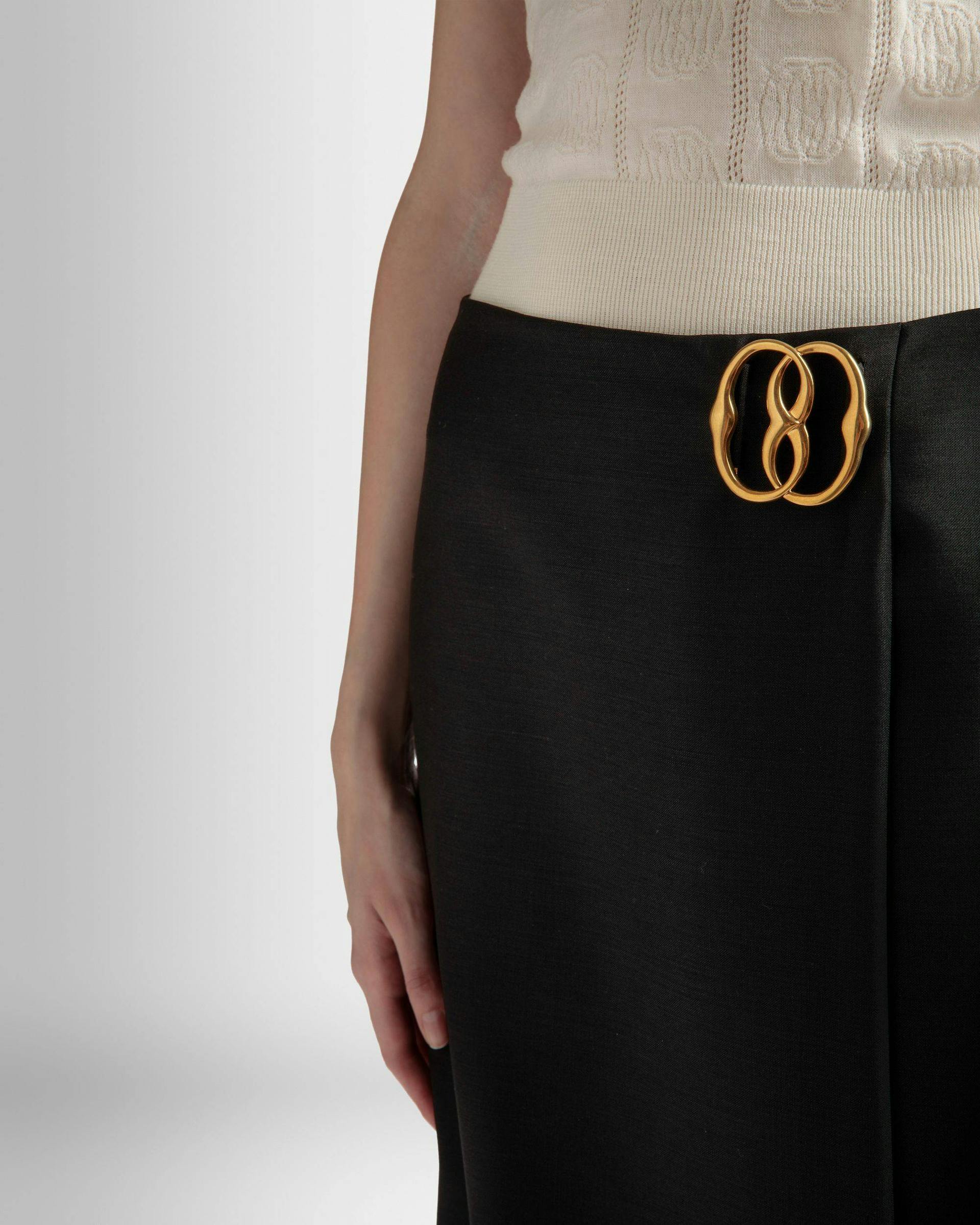 Knee Length Wrap Skirt In Black Mohair Wool Mix - Women's - Bally - 04