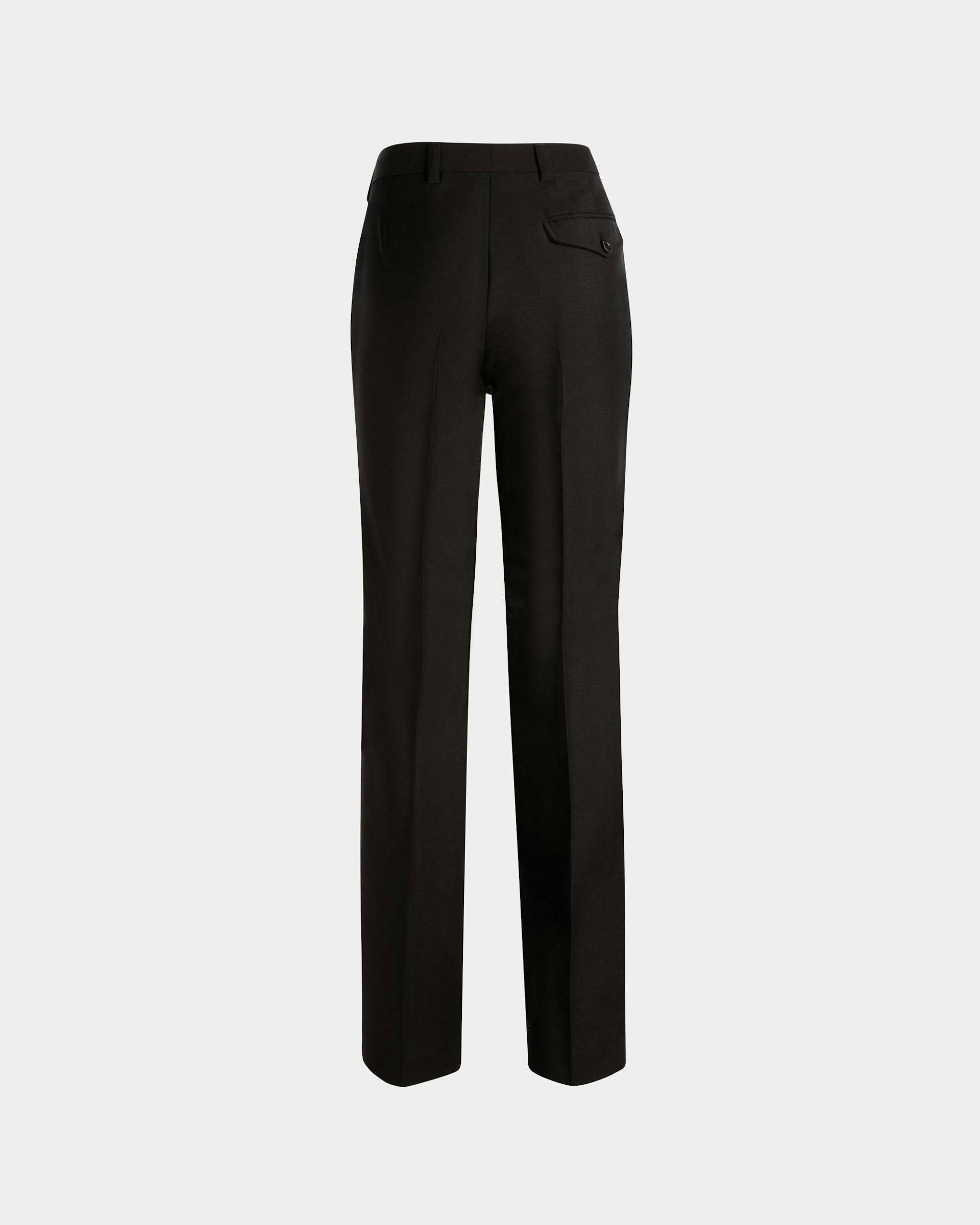 Tailored Straight Leg Pants In Black Mohair Wool Mix - Women's - Bally - 07