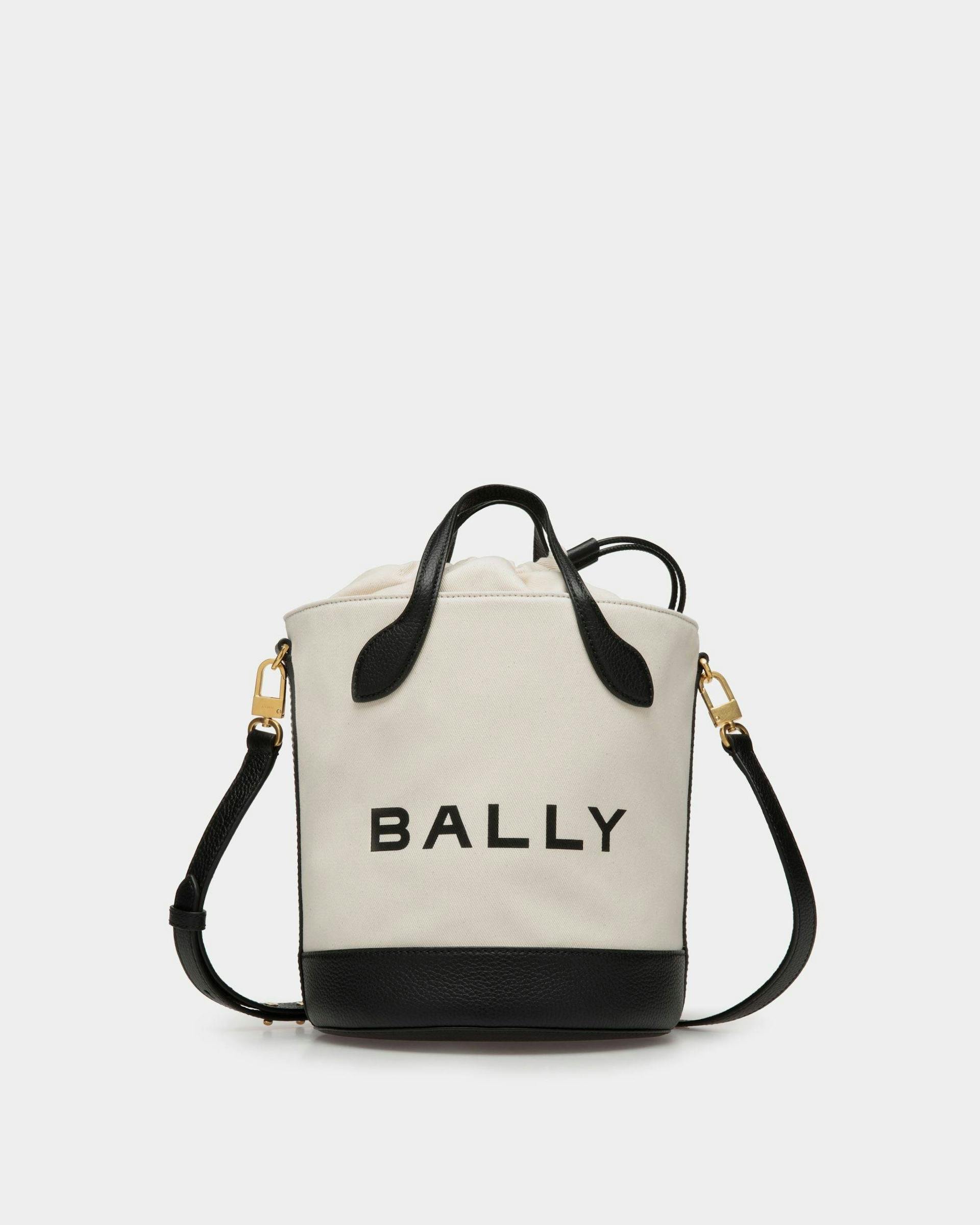 Women's Bar Bucket Bag In Natural And Black Fabric | Bally