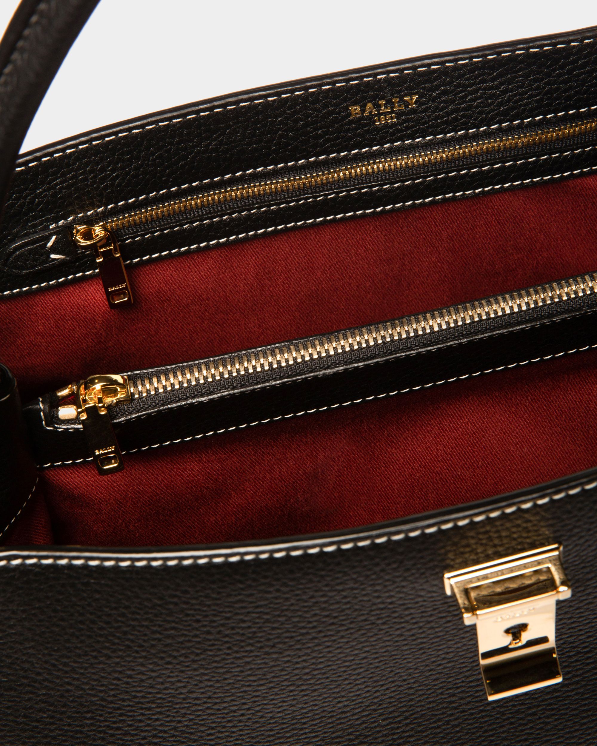 Lock Me Top Handle Bag In Black Leather - Women's - Bally - 05