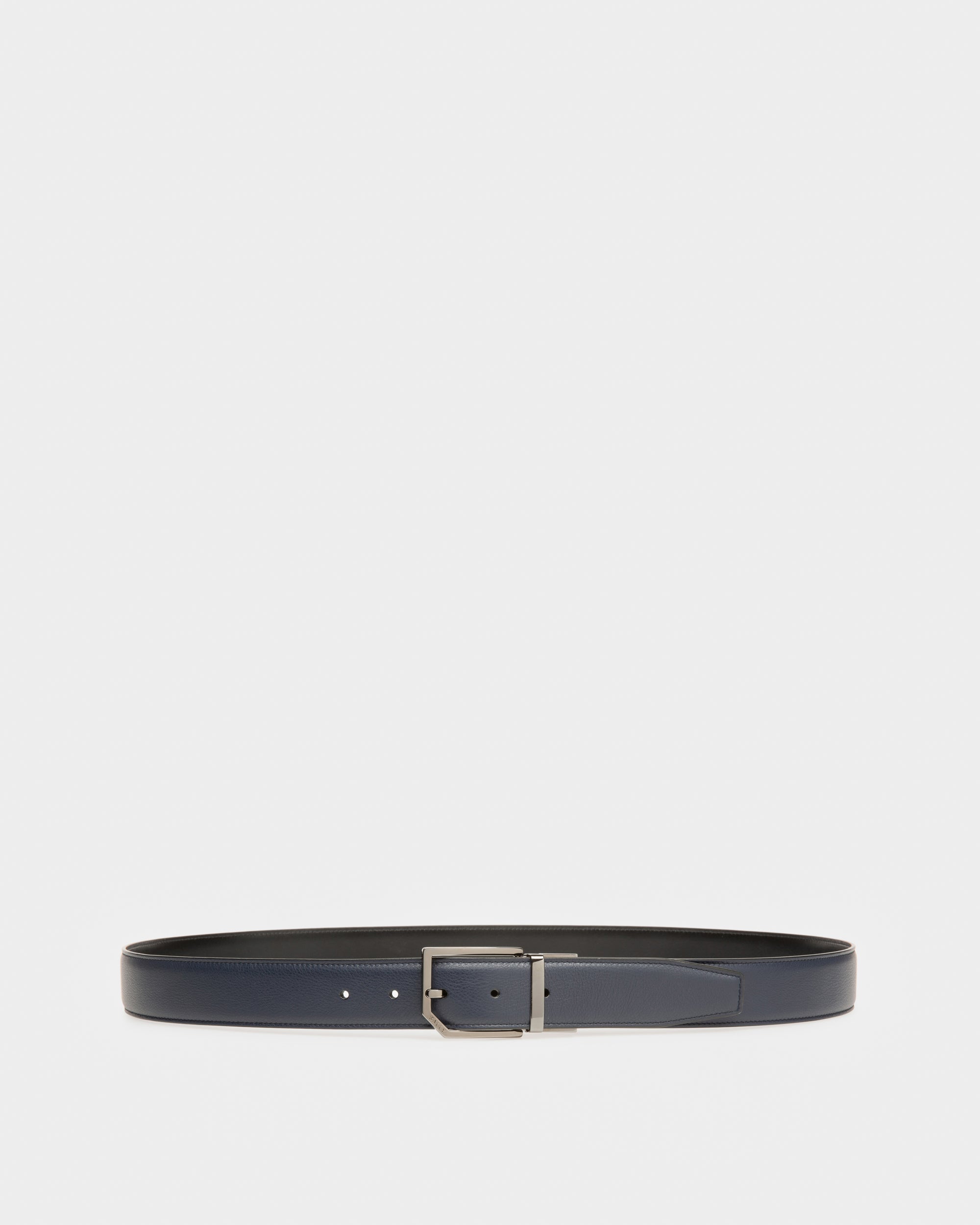 Charlton Leather 35Mm Belt In Navy & Black - Men's - Bally - 01