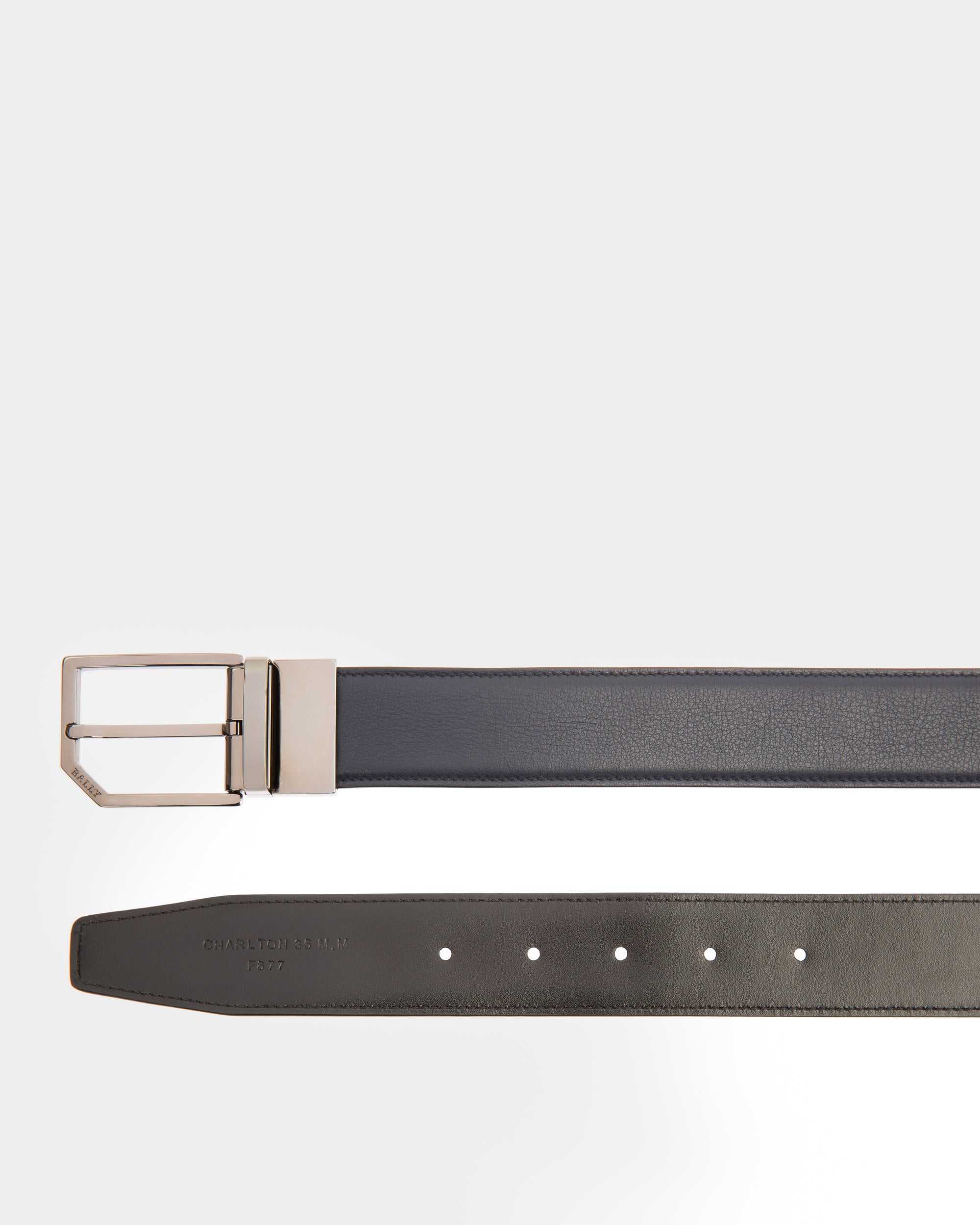 Charlton Leather 35Mm Belt In Navy & Black - Men's - Bally - 02
