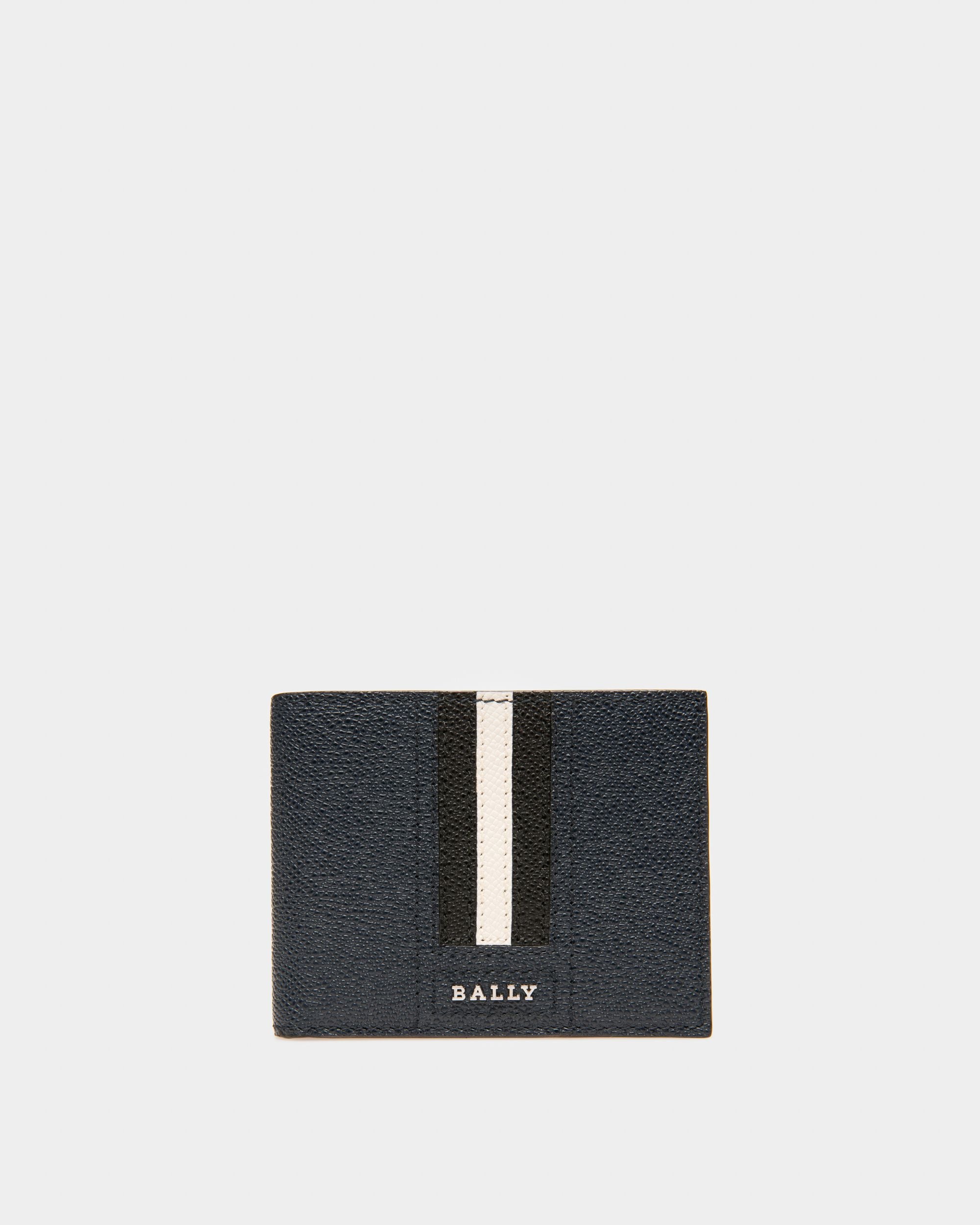 Lettering Wallet In Blue Leather - Men's - Bally - 01