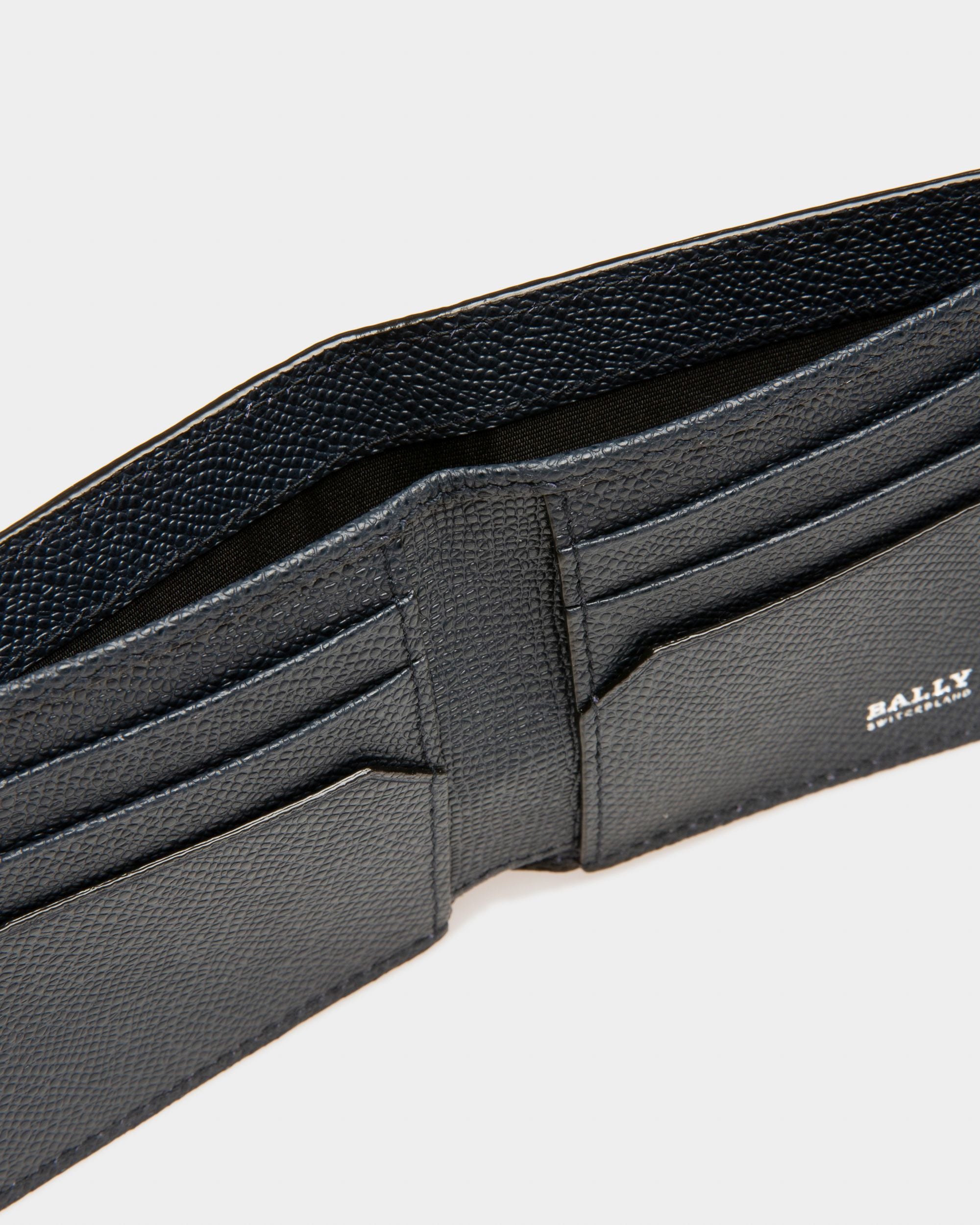Lettering Wallet In Blue Leather - Men's - Bally - 04