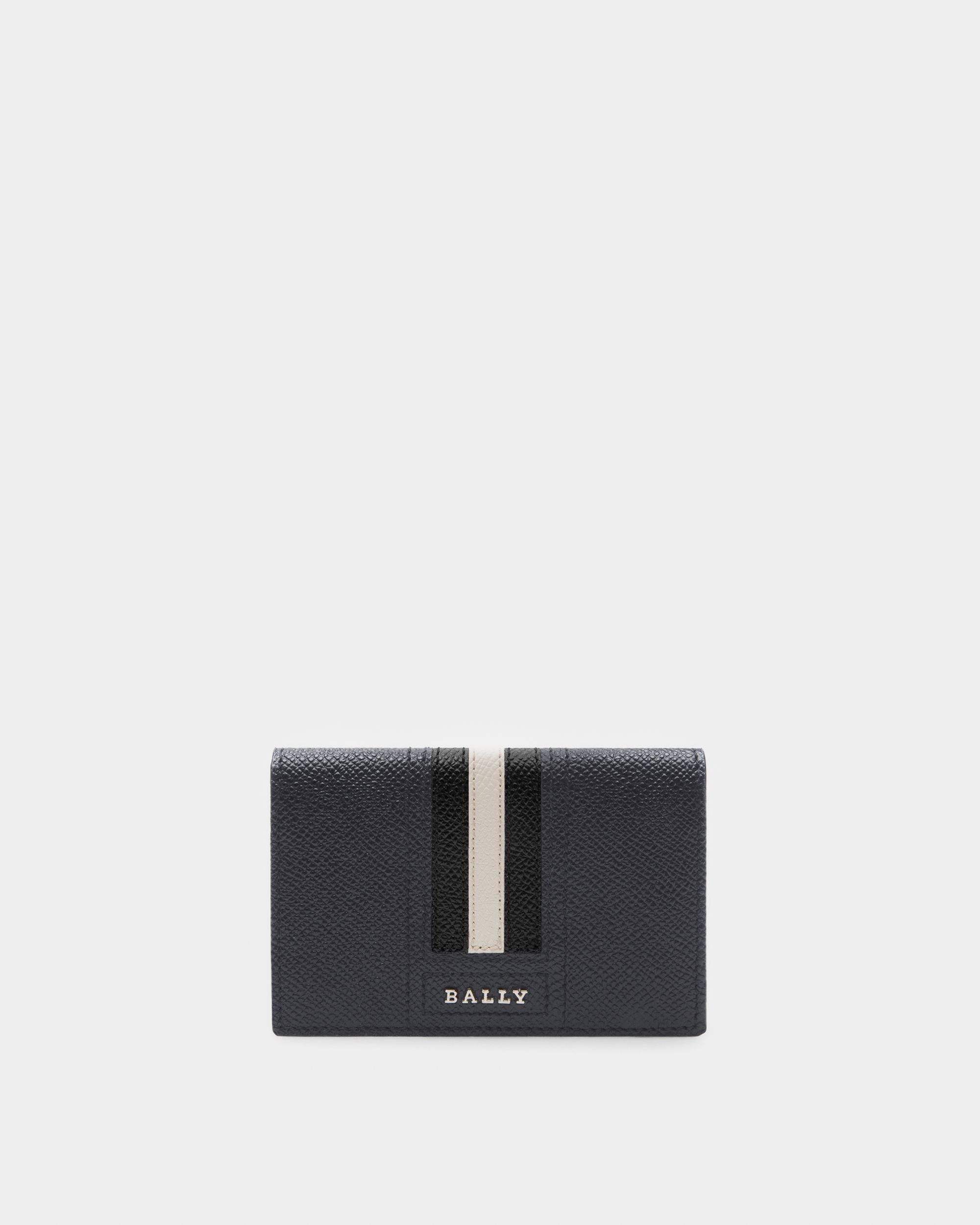 Tyke Leather Card Holder In Navy - Men's - Bally - 01