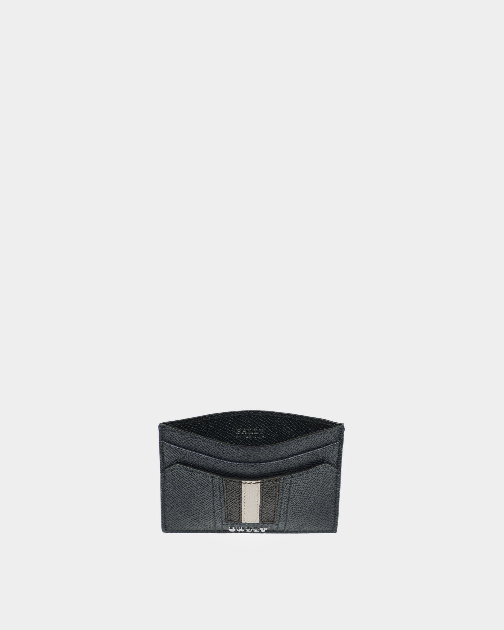 Lettering Business Card Holder In Blue Leather - Men's - Bally - 03