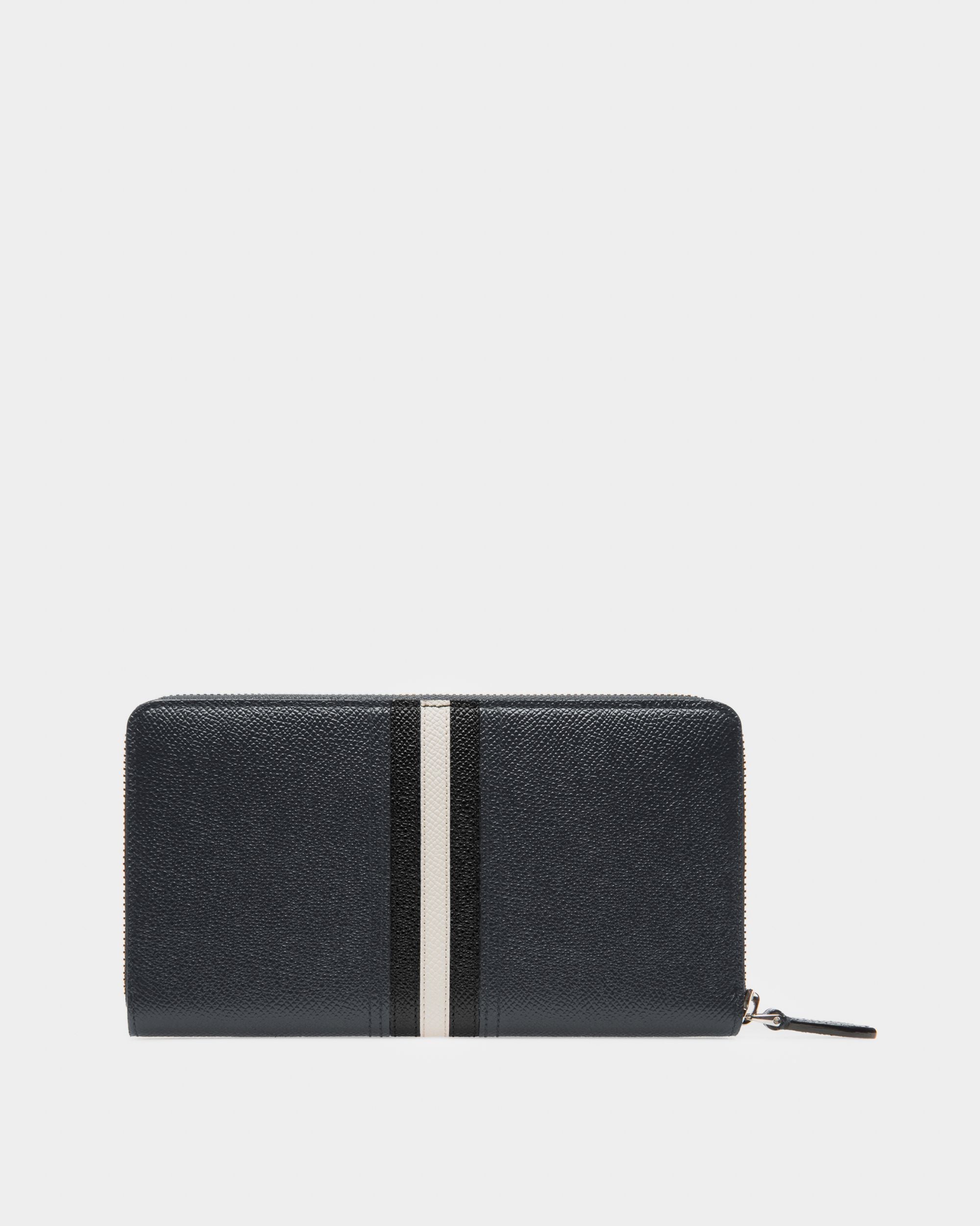 Lettering Travel Wallet In Blue Leather - Men's - Bally - 02