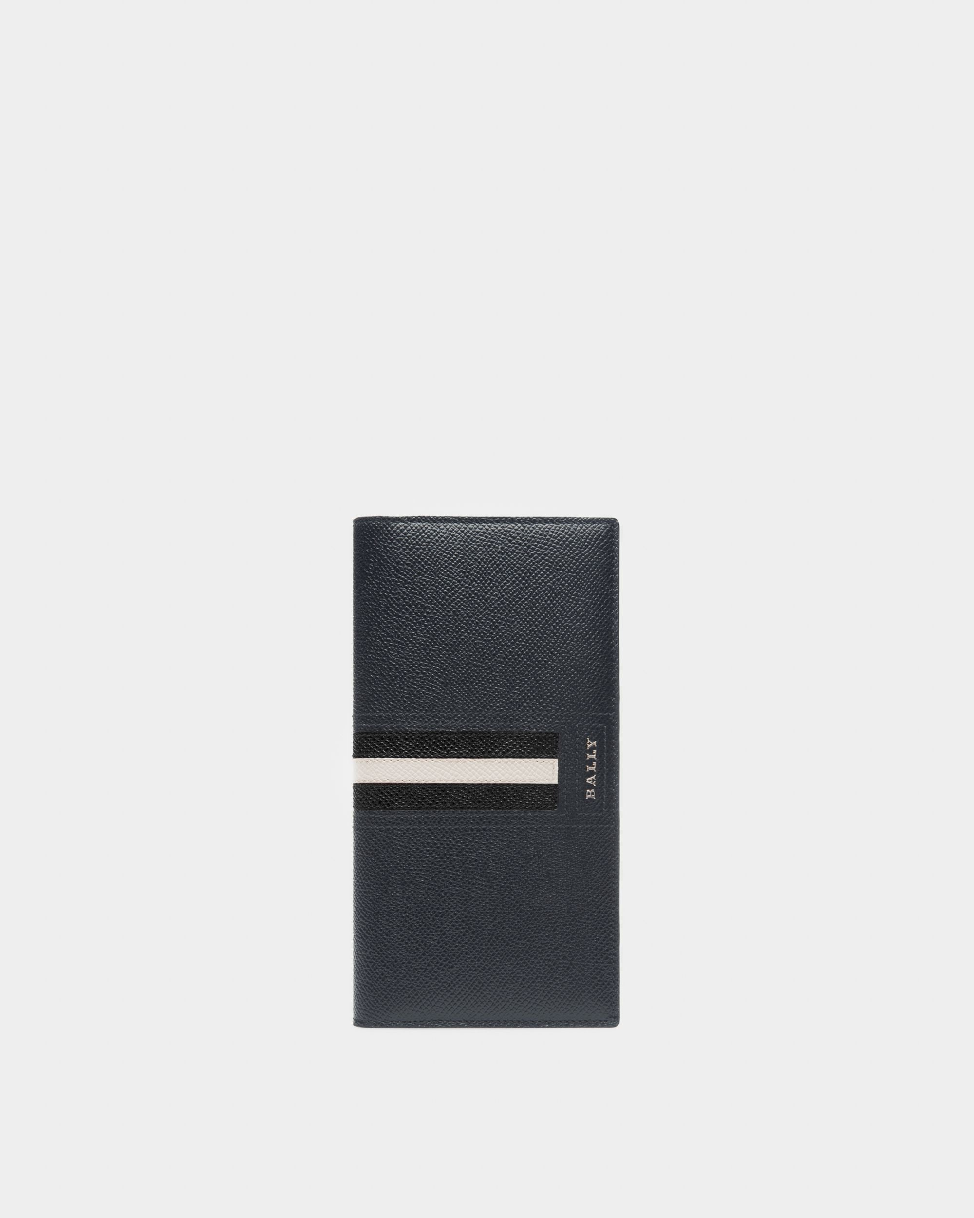 Lettering Continental Wallet In Blue Leather - Men's - Bally - 01