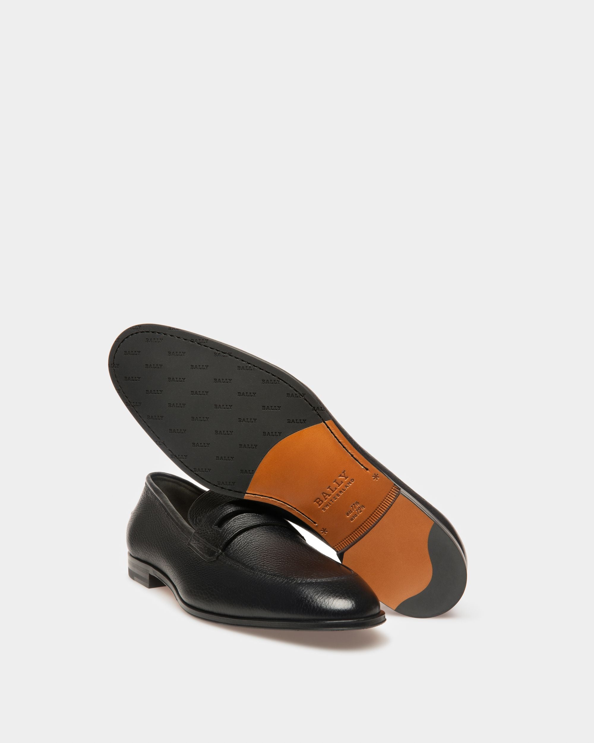 Webb Men's Grained Deer Leather Penny Loafer In Black - Men's - Bally - 03