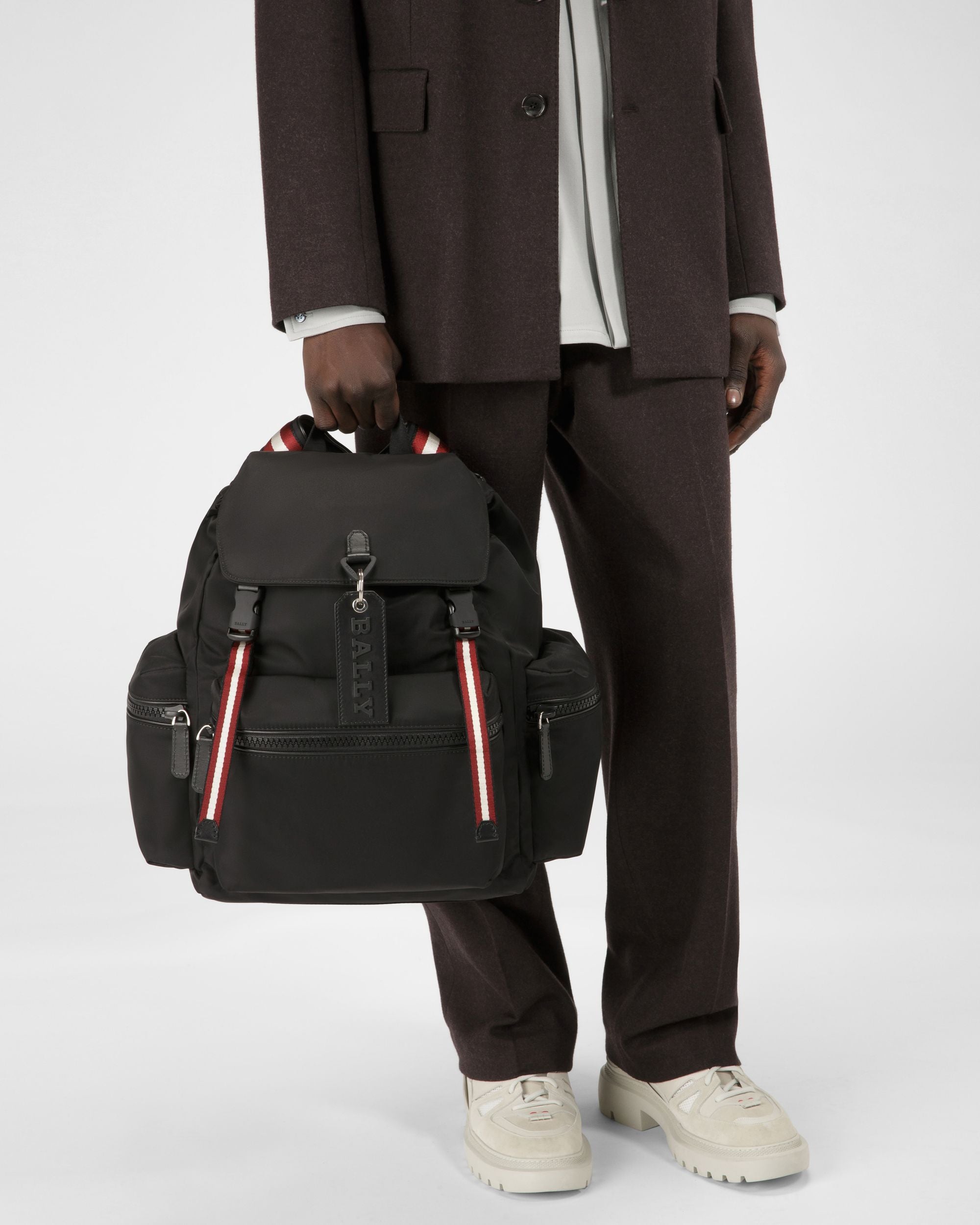 Crew Nylon Backpack In Black - Men's - Bally - 01