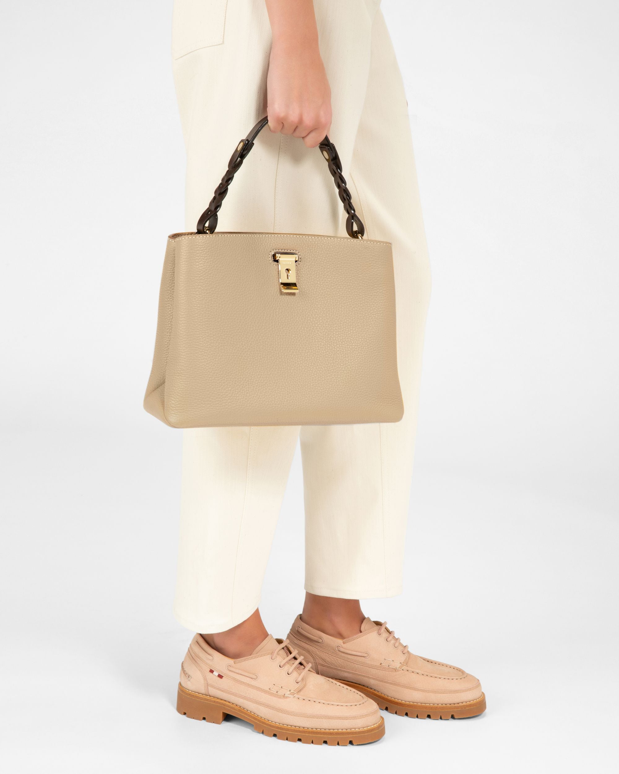 Lucyle Leather Shoulder Bag In Light Beige - Women's - Bally - 02