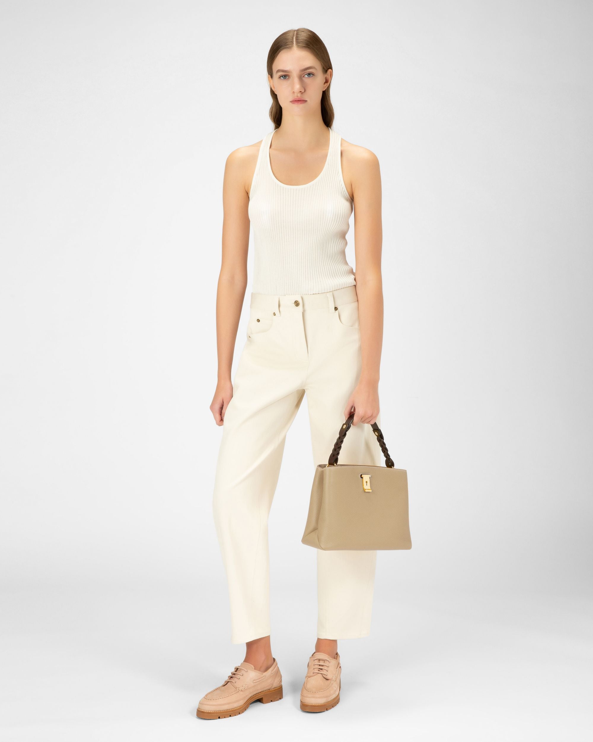 Lucyle Leather Shoulder Bag In Light Beige - Women's - Bally - 06