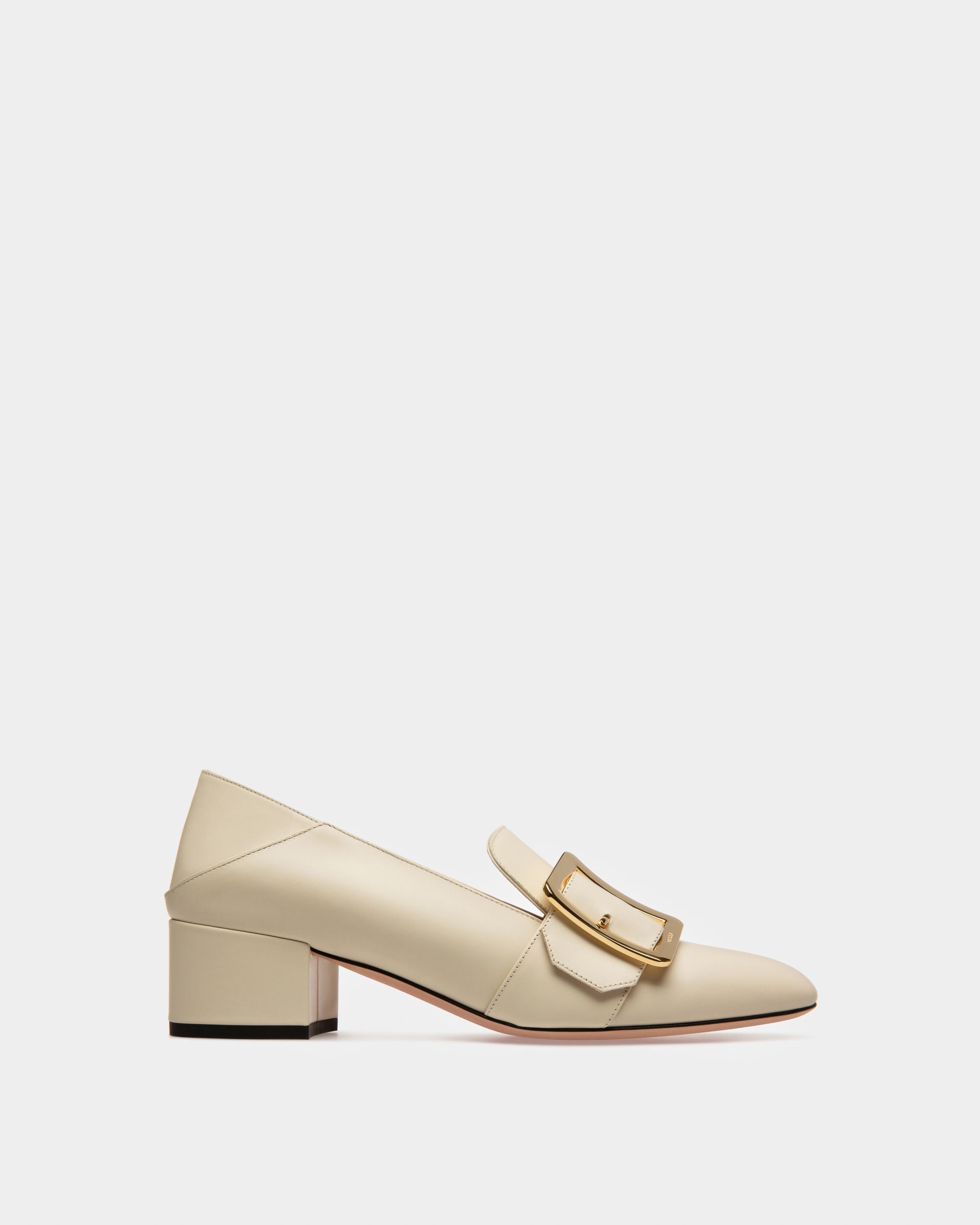 Janelle Women's Calf Leather Pump With 40Mm Heel In Bone - Women's - Bally - 01