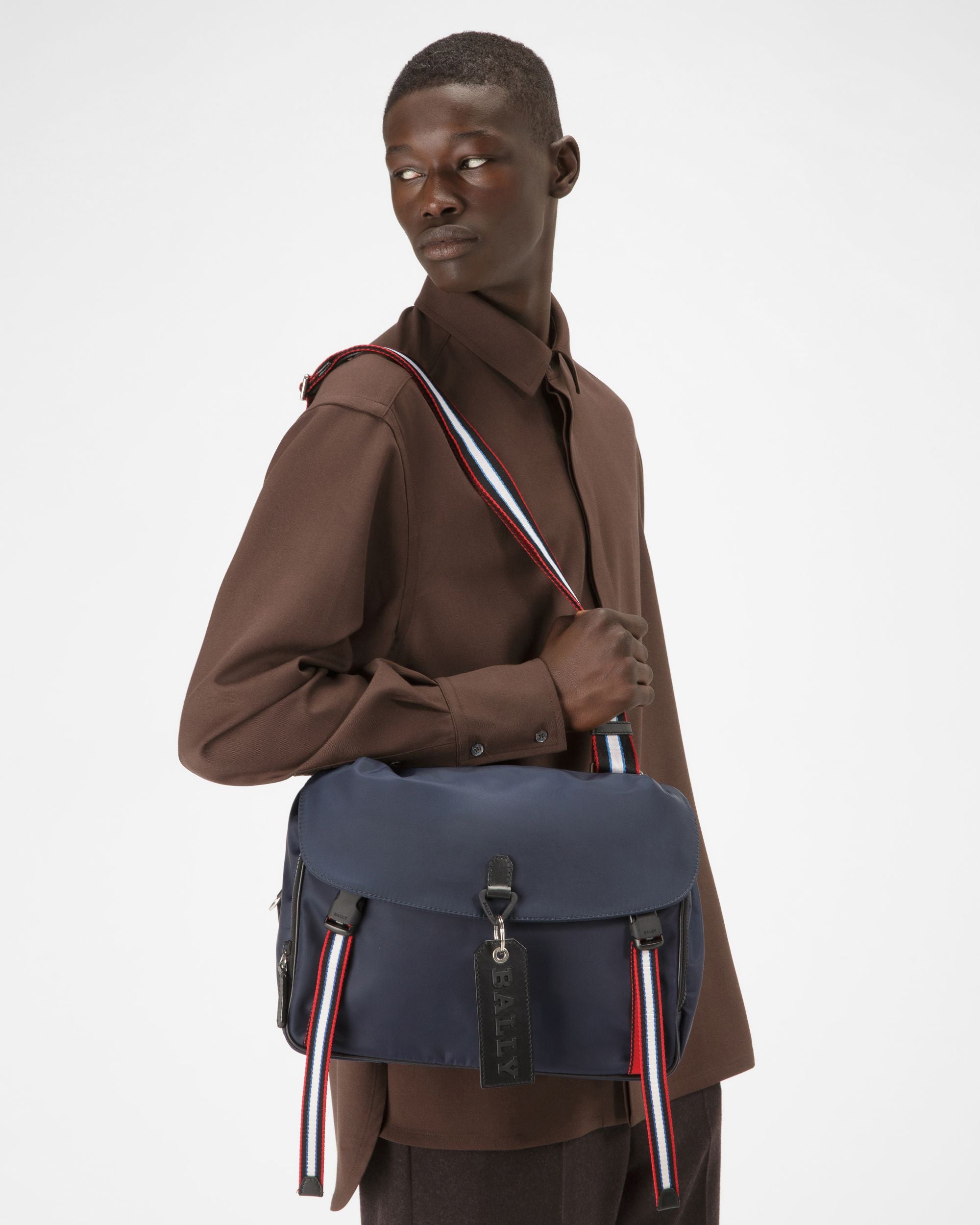 Catch Nylon Messenger Bag In Navy - Men's - Bally - 01