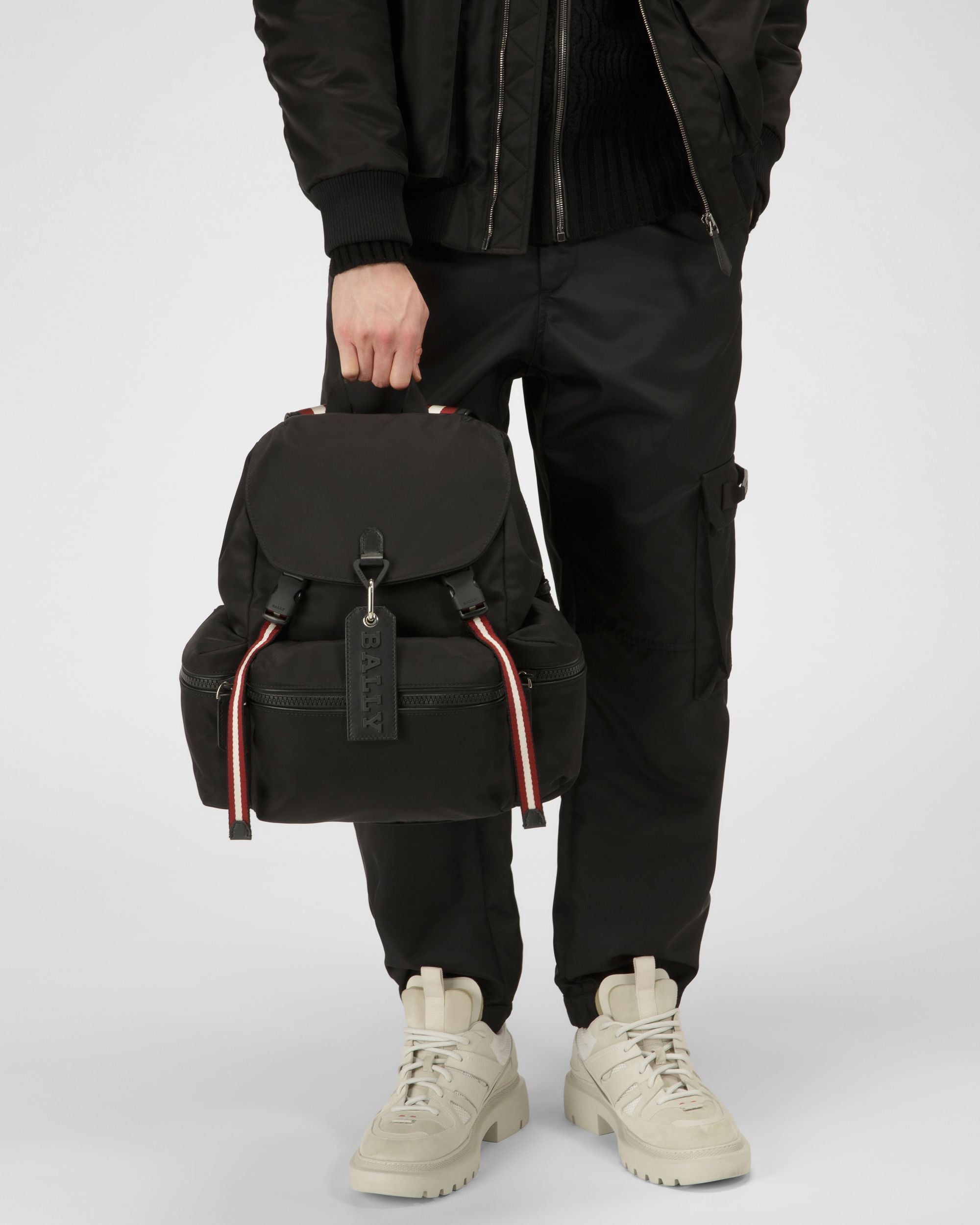 Crew Small Nylon Backpack In Black - Men's - Bally - 01
