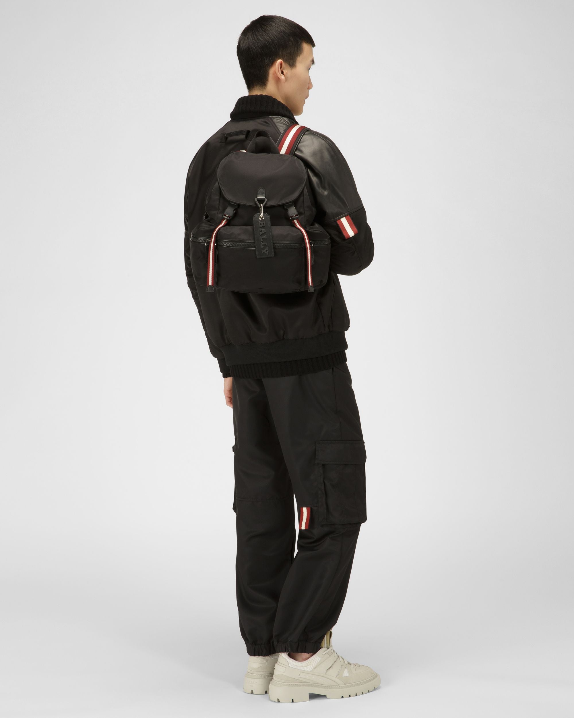 Crew Small Nylon Backpack In Black - Men's - Bally - 02