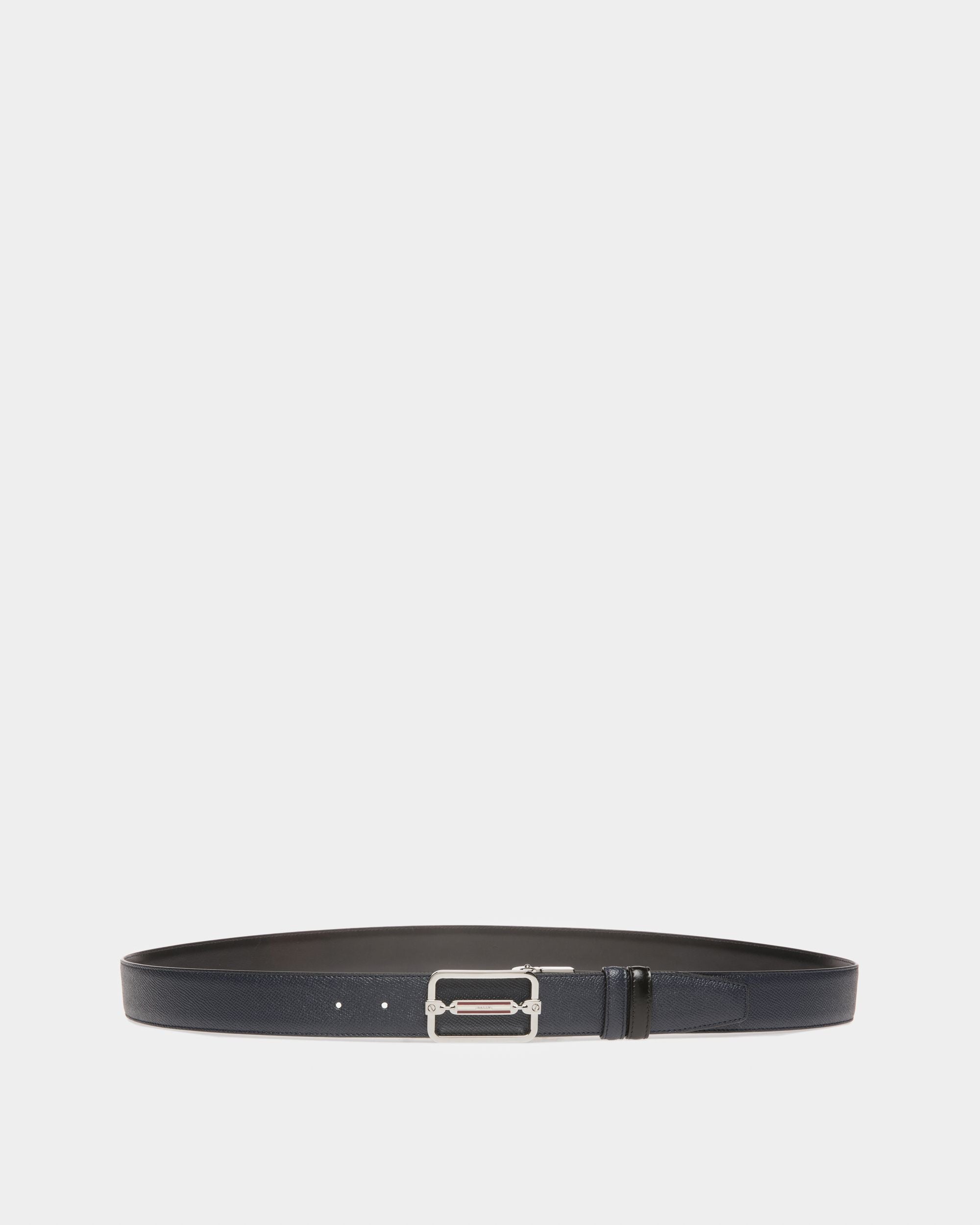 Steff Belt 35Mm In Blue Leather - Men's - Bally - 01