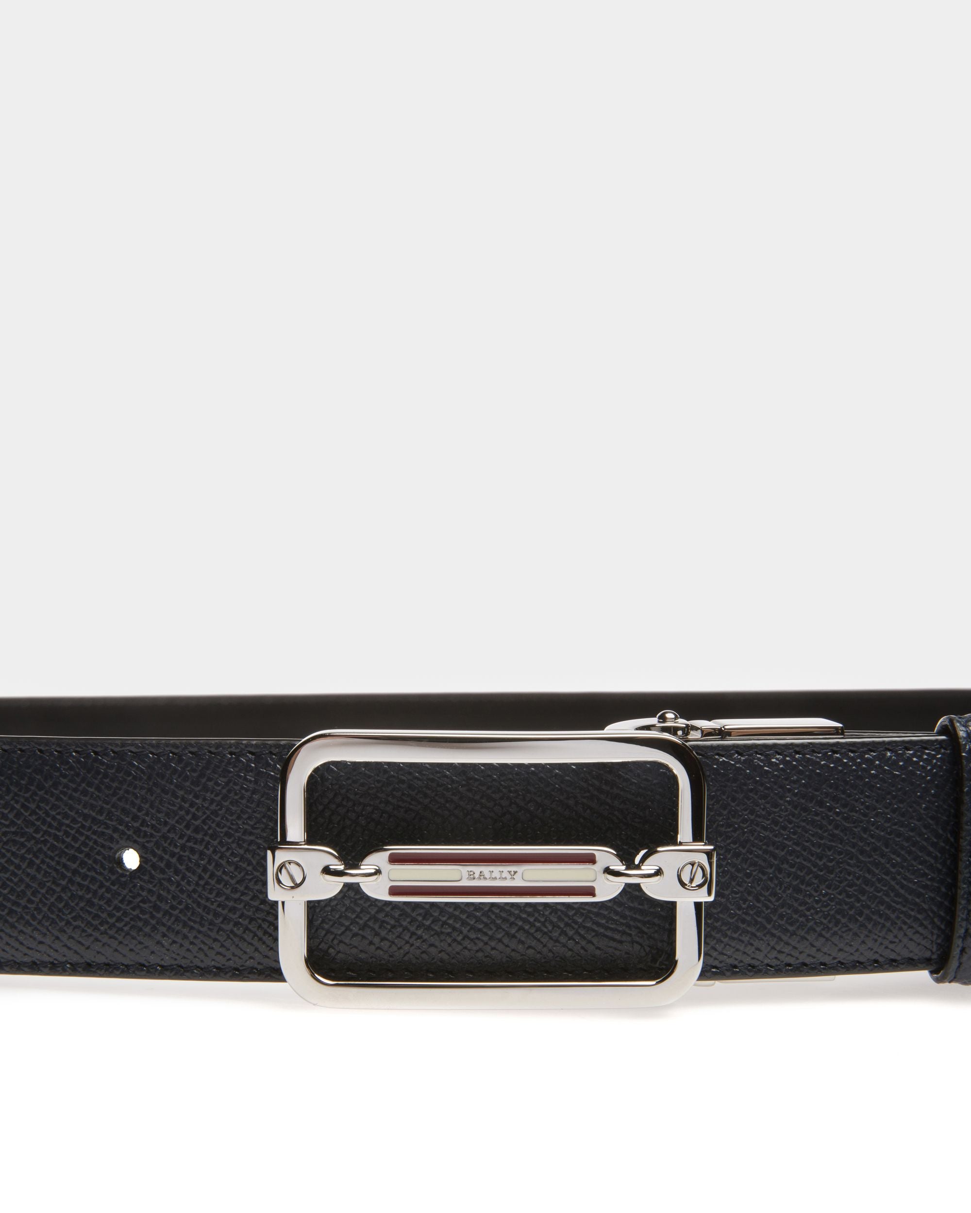 Steff Belt 35Mm In Blue Leather - Men's - Bally - 03