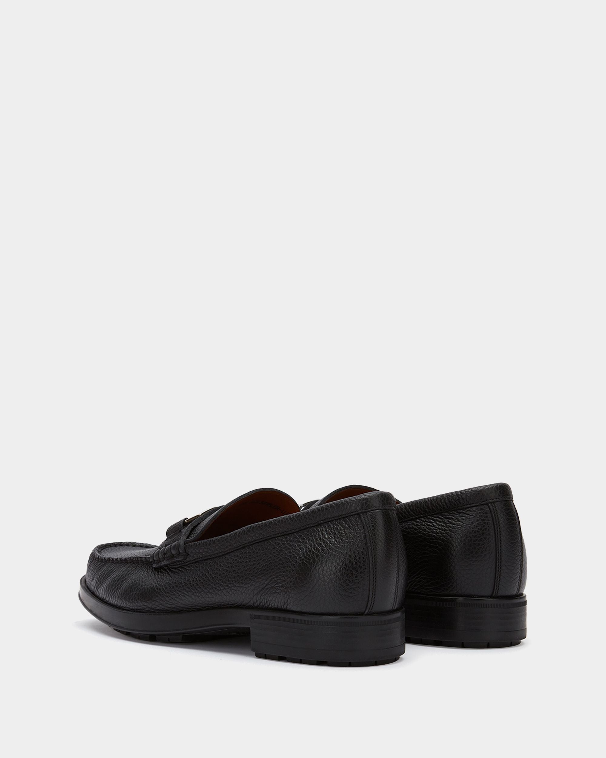 Moccasin in Black Grained Leather - Men's - Bally - 03