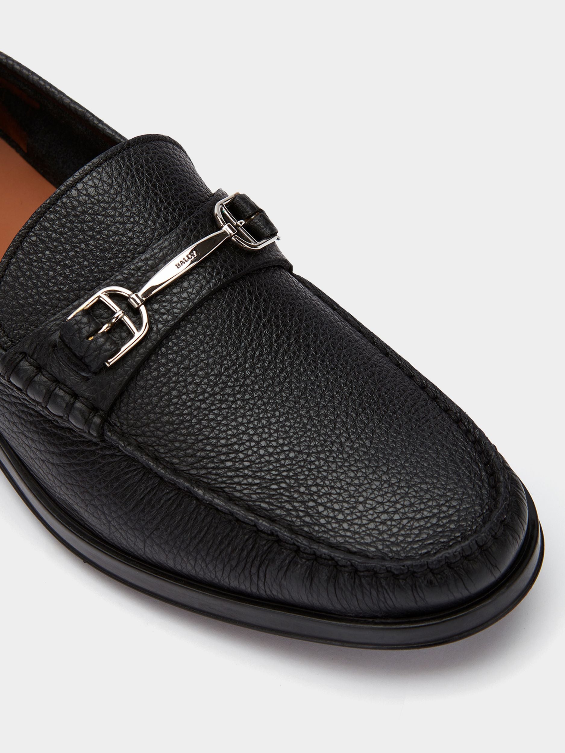 Moccasin in Black Grained Leather - Men's - Bally - 05