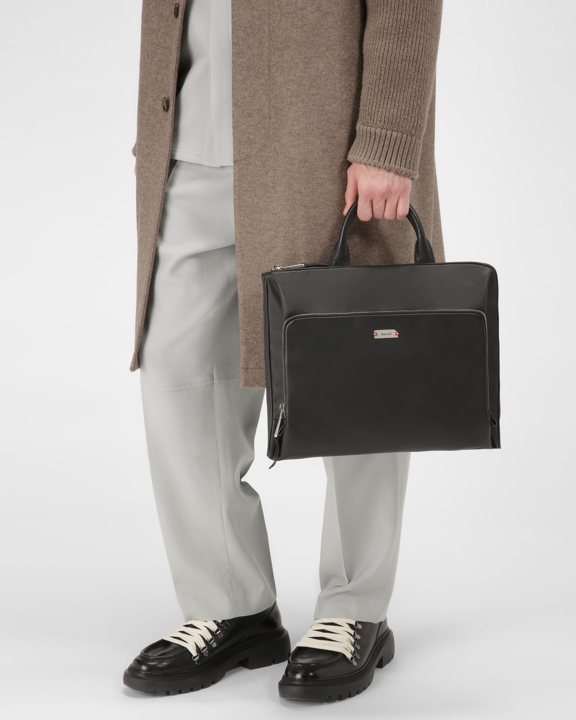 Valdio Canvas & Leather Business Bag In Black - Men's - Bally - 02