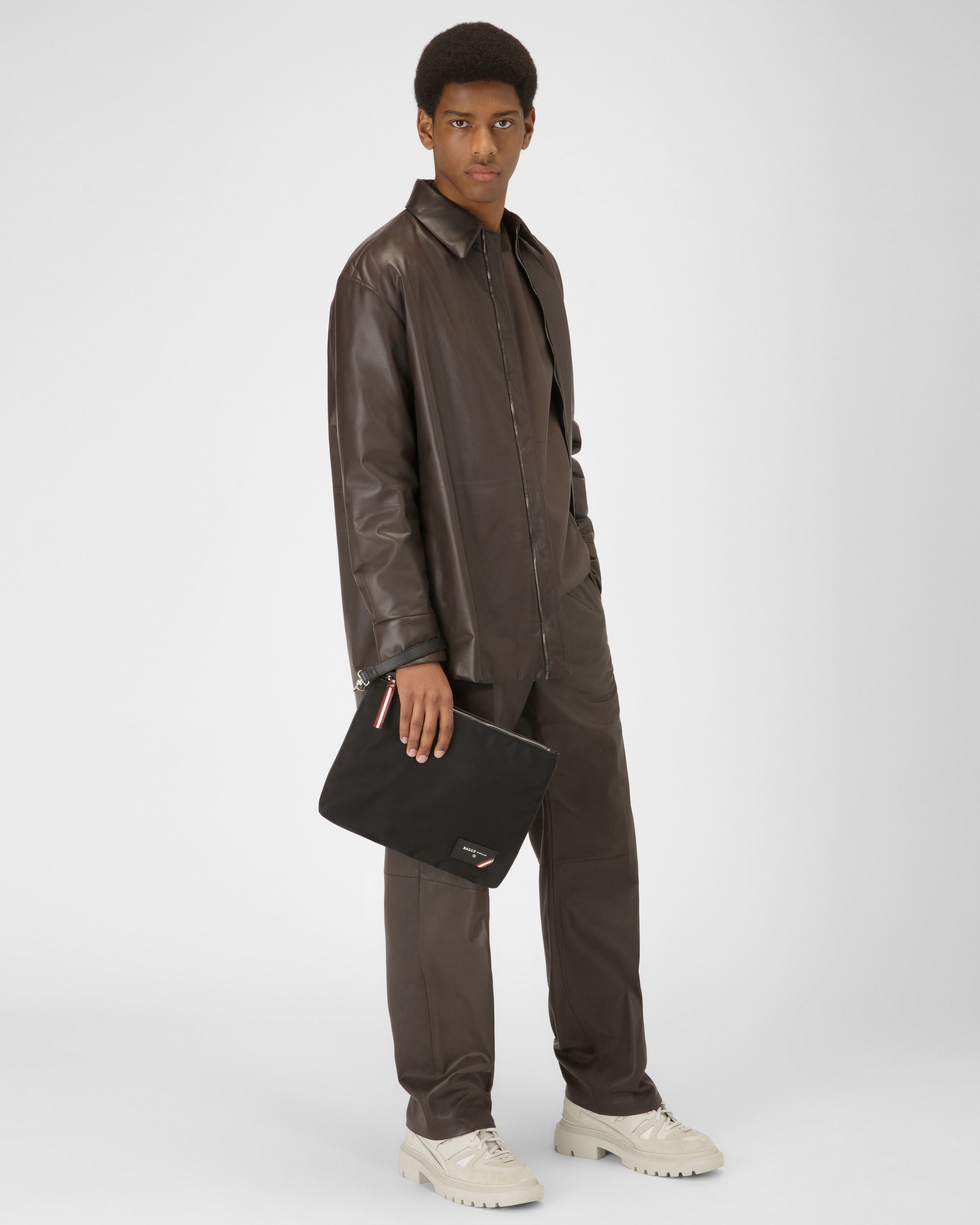 Fholler Nylon Clutch Bag In Black - Men's - Bally - 02