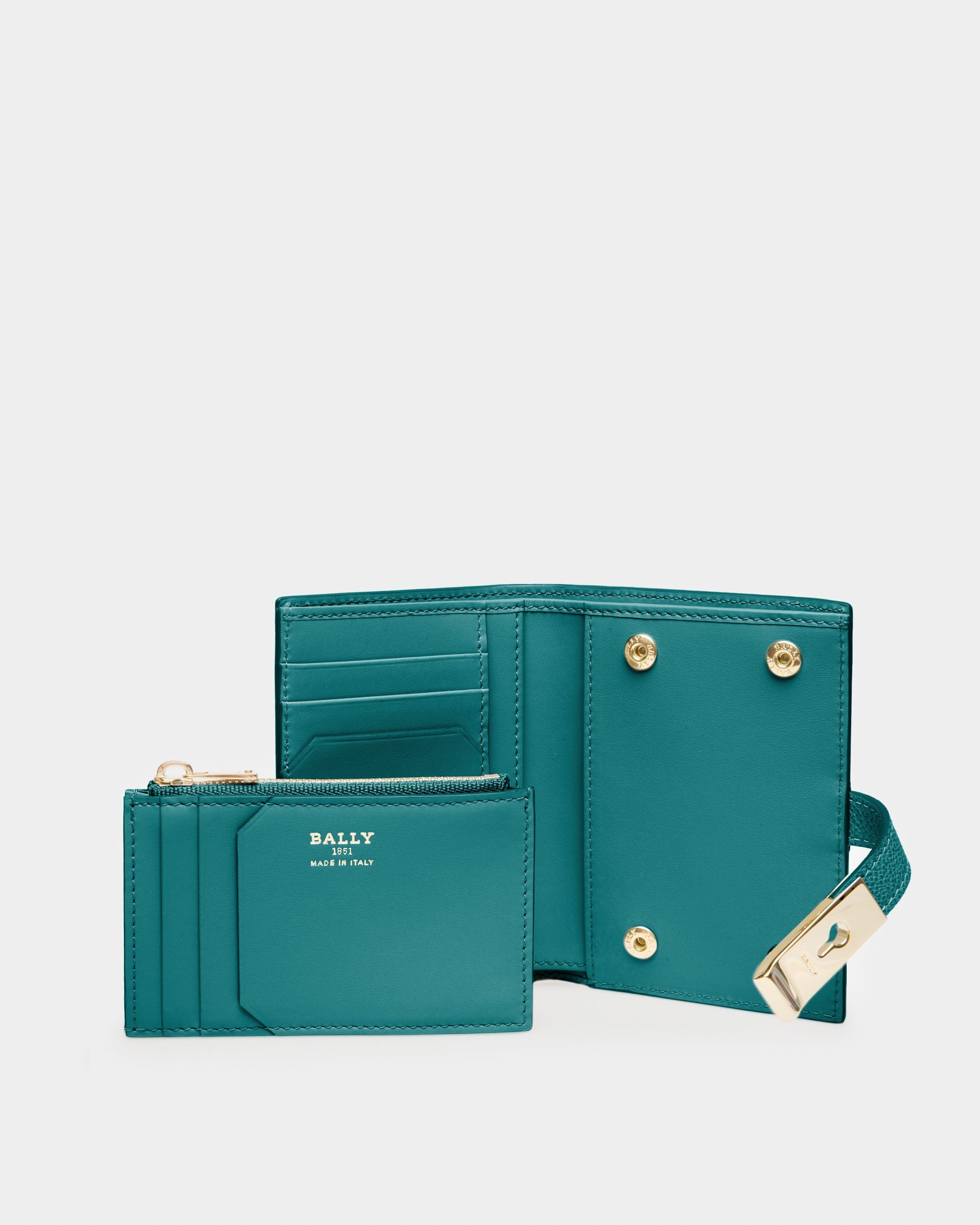 Assen Leather Card Holder In Dark Green - Women's - Bally - 04