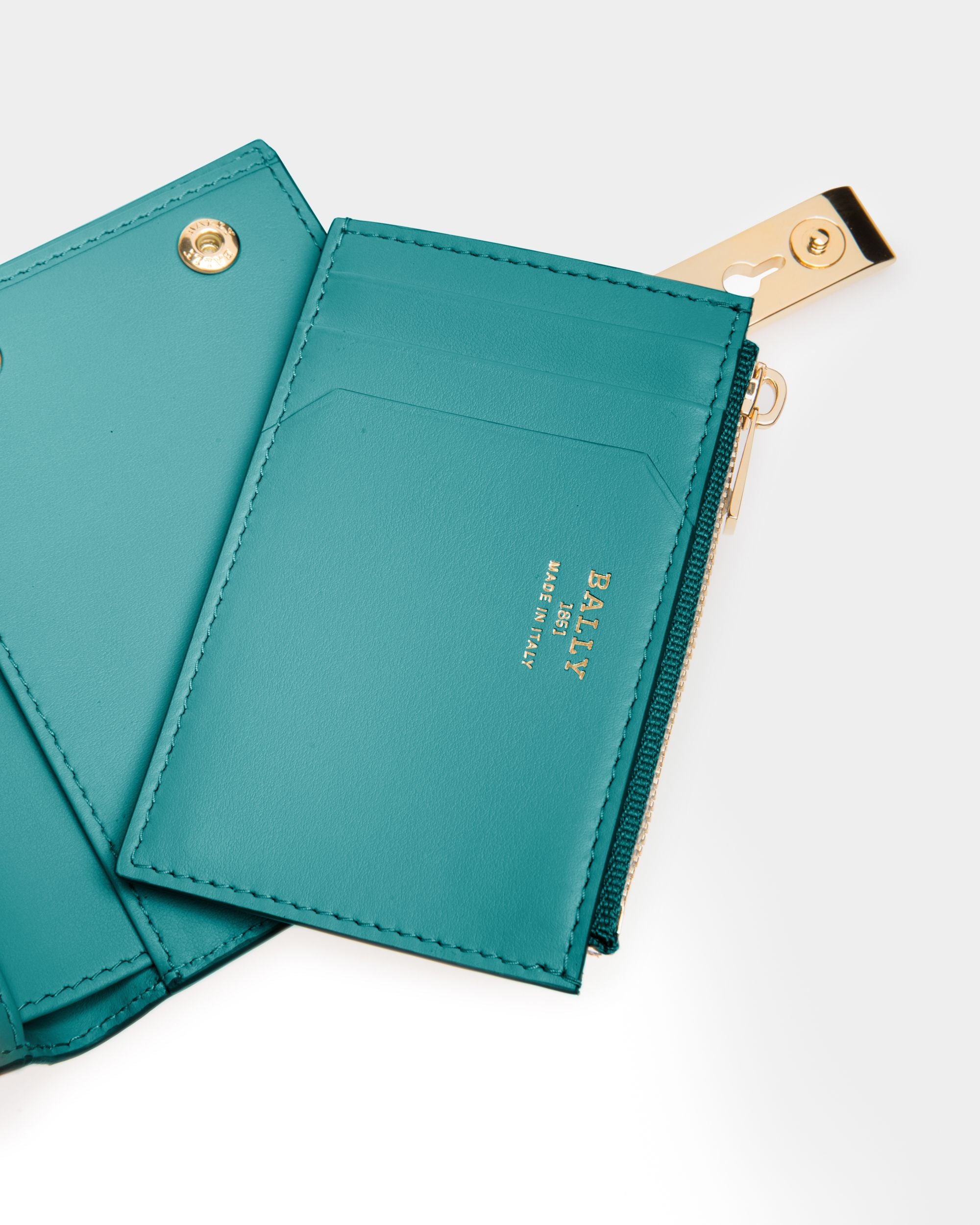 Assen Leather Card Holder In Dark Green - Women's - Bally - 05