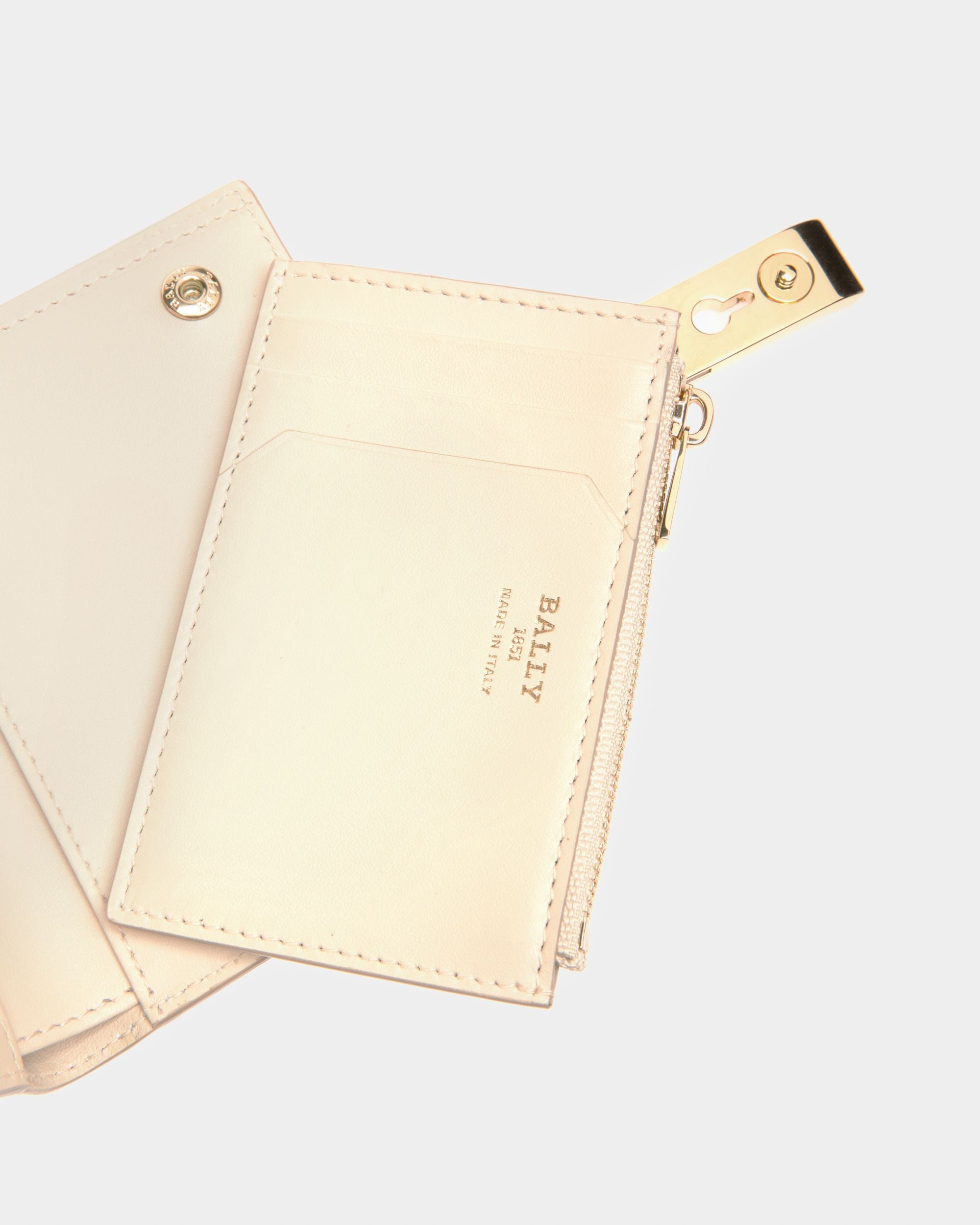 Assen Leather Card Holder In Light Beige - Women's - Bally - 05