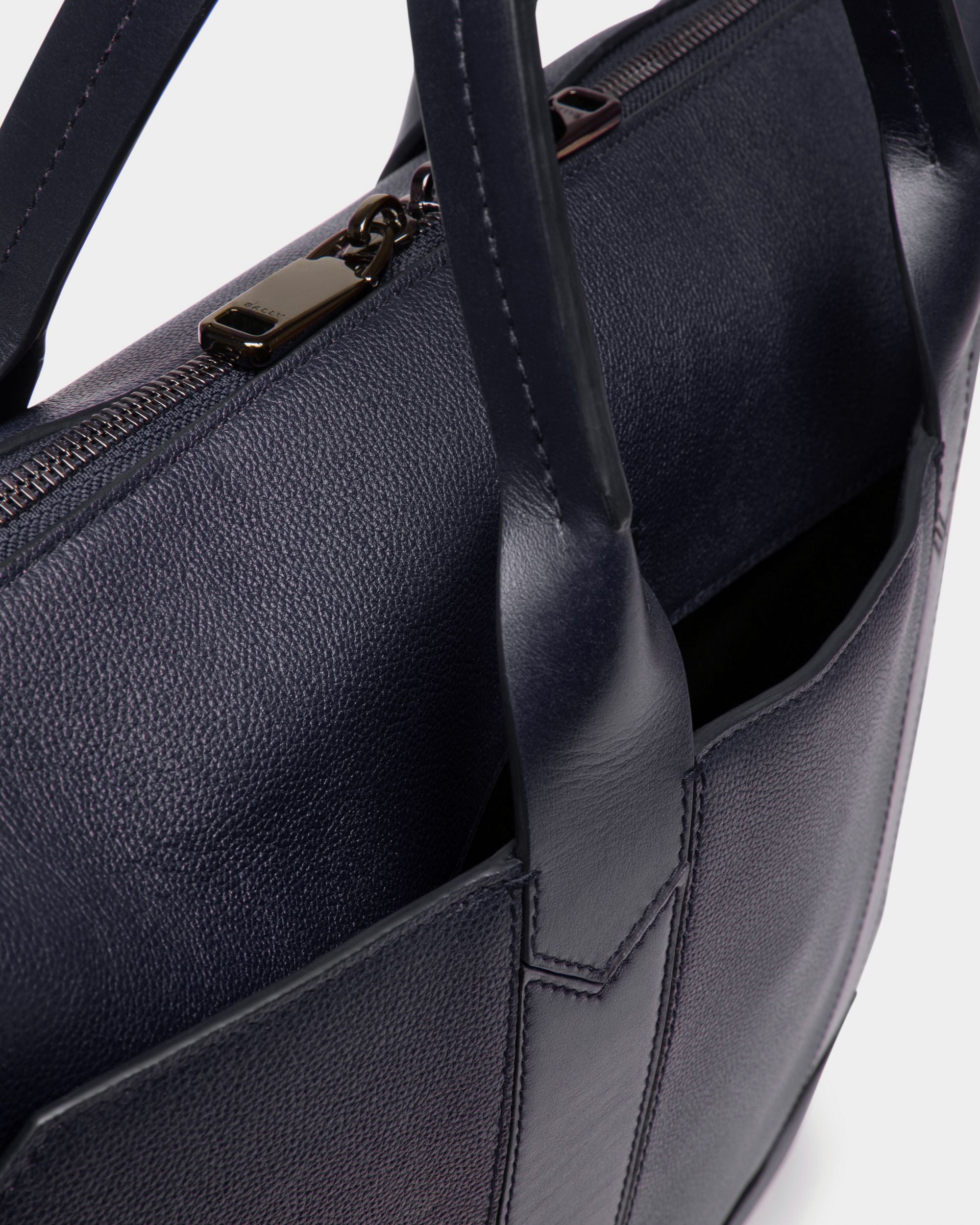 Elter Leather Business Bag In Navy - Men's - Bally - 04