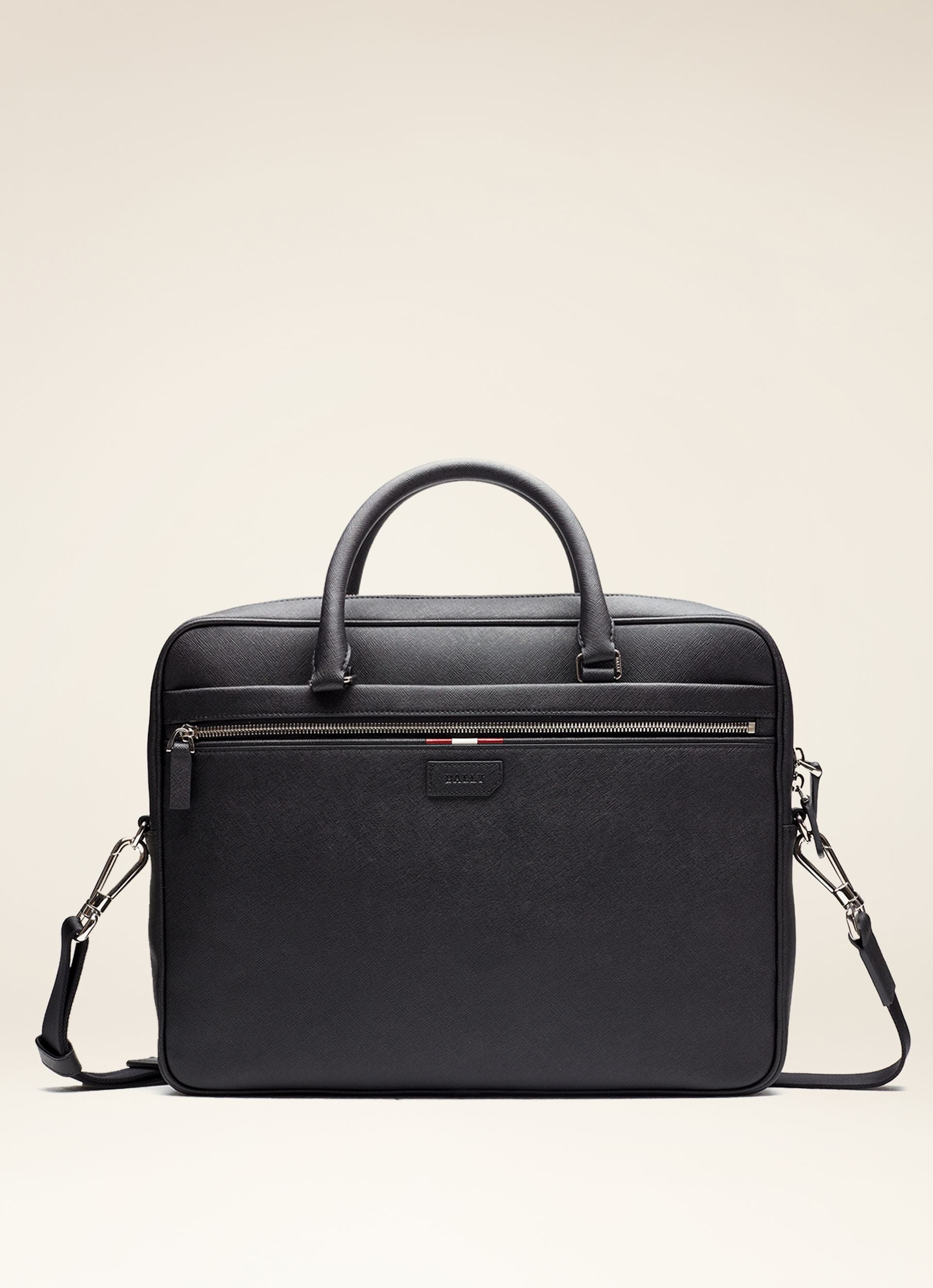 Men's Black Leather Business Bag - Men's - Bally - 01