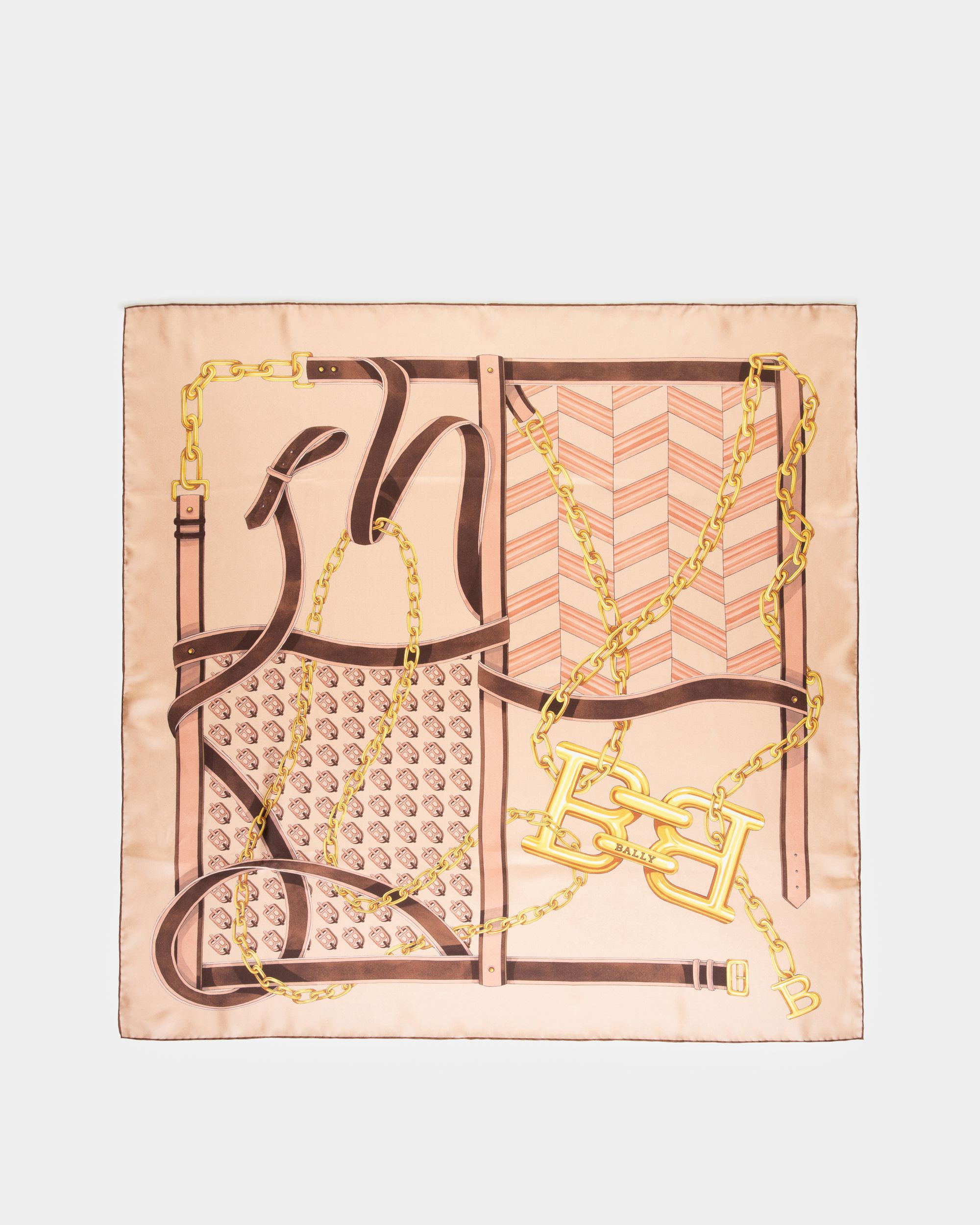 B-Chain Carré Silk Scarf In Blenh Pink - Women's - Bally - 01