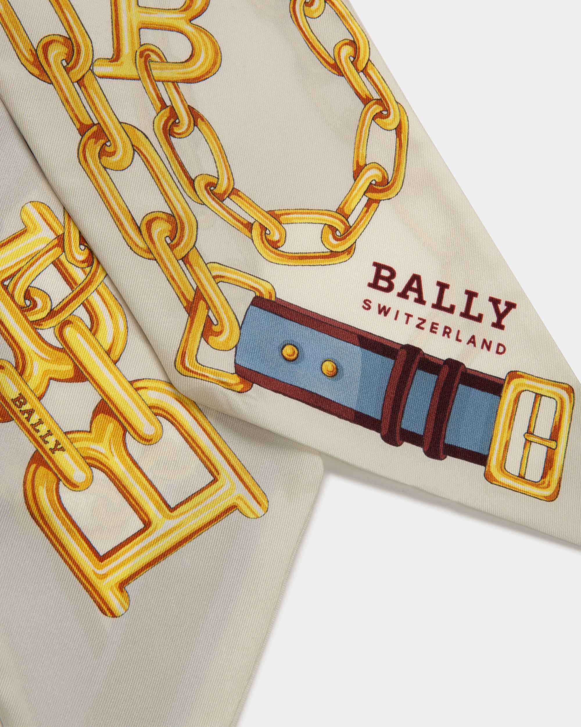 Silk Scarf In Bone And Caramel - Women's - Bally - 02