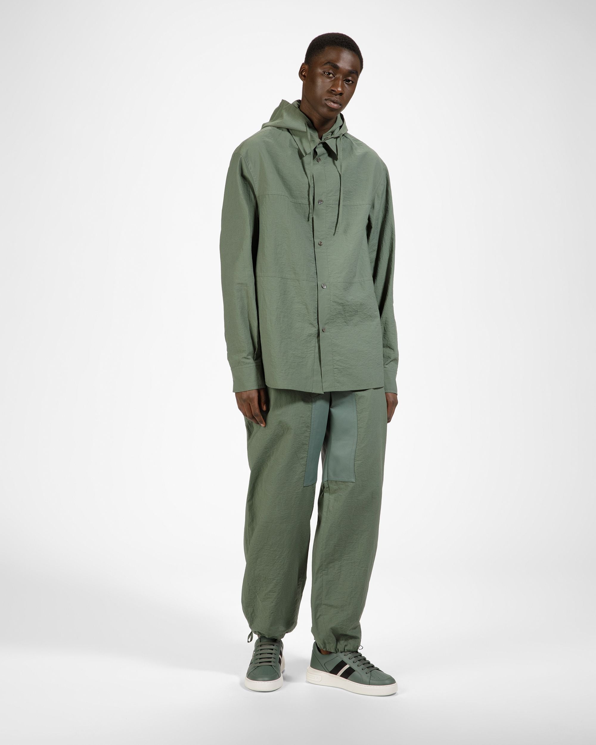Moony Leather And Fabric Sneakers In Sage - Men's - Bally - 03