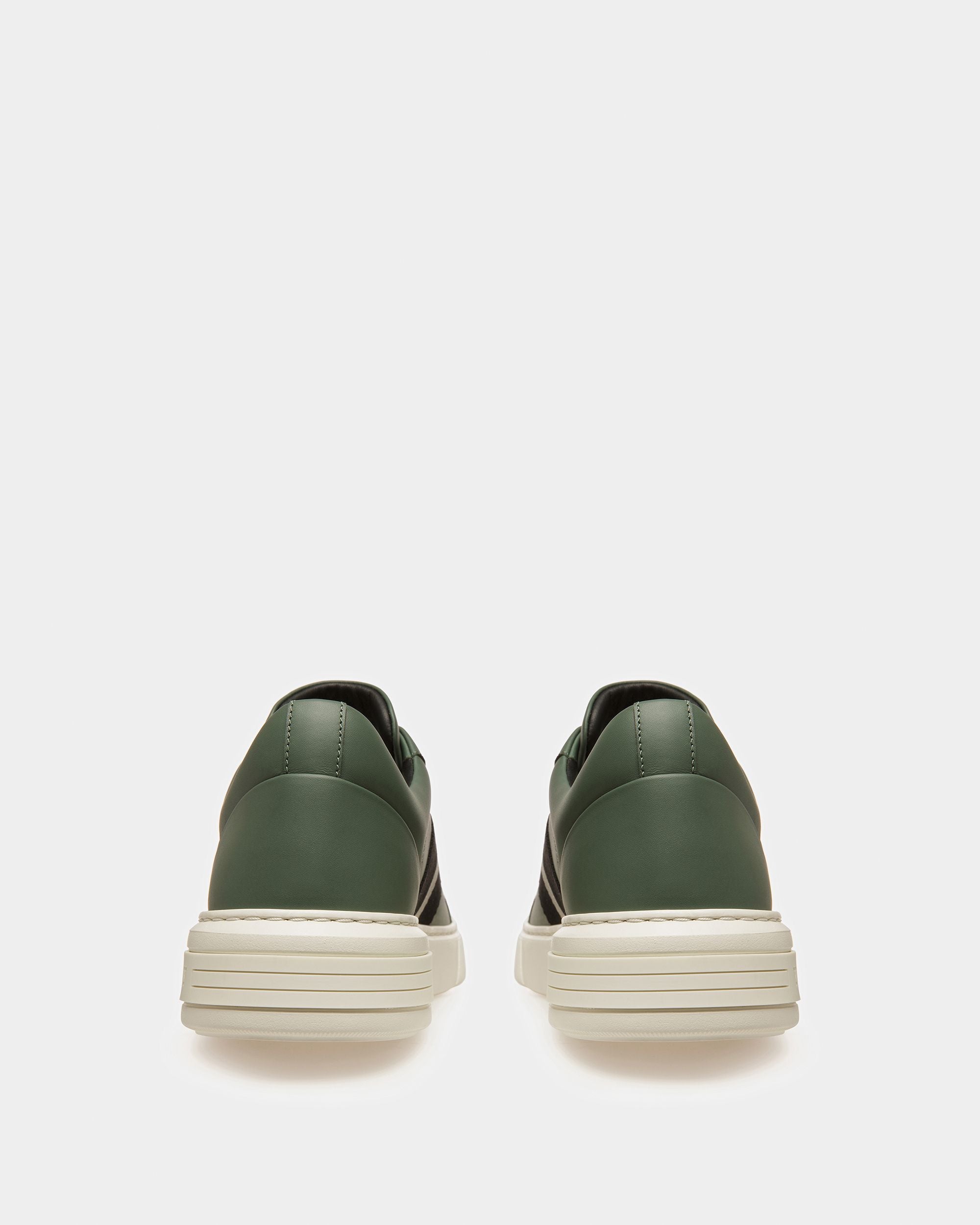 Moony Leather And Fabric Sneakers In Sage - Men's - Bally - 04