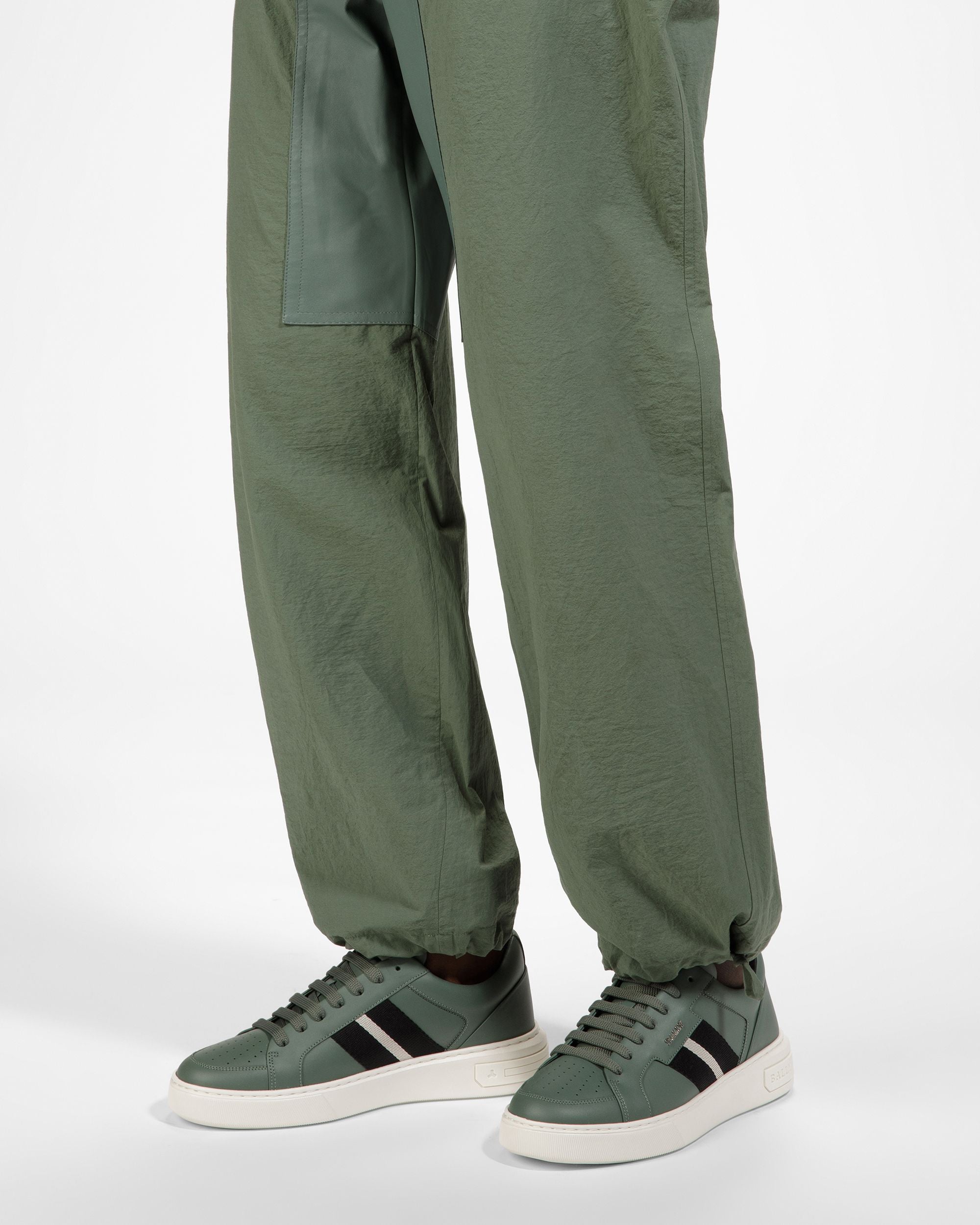 Moony Leather And Fabric Sneakers In Sage - Men's - Bally - 07
