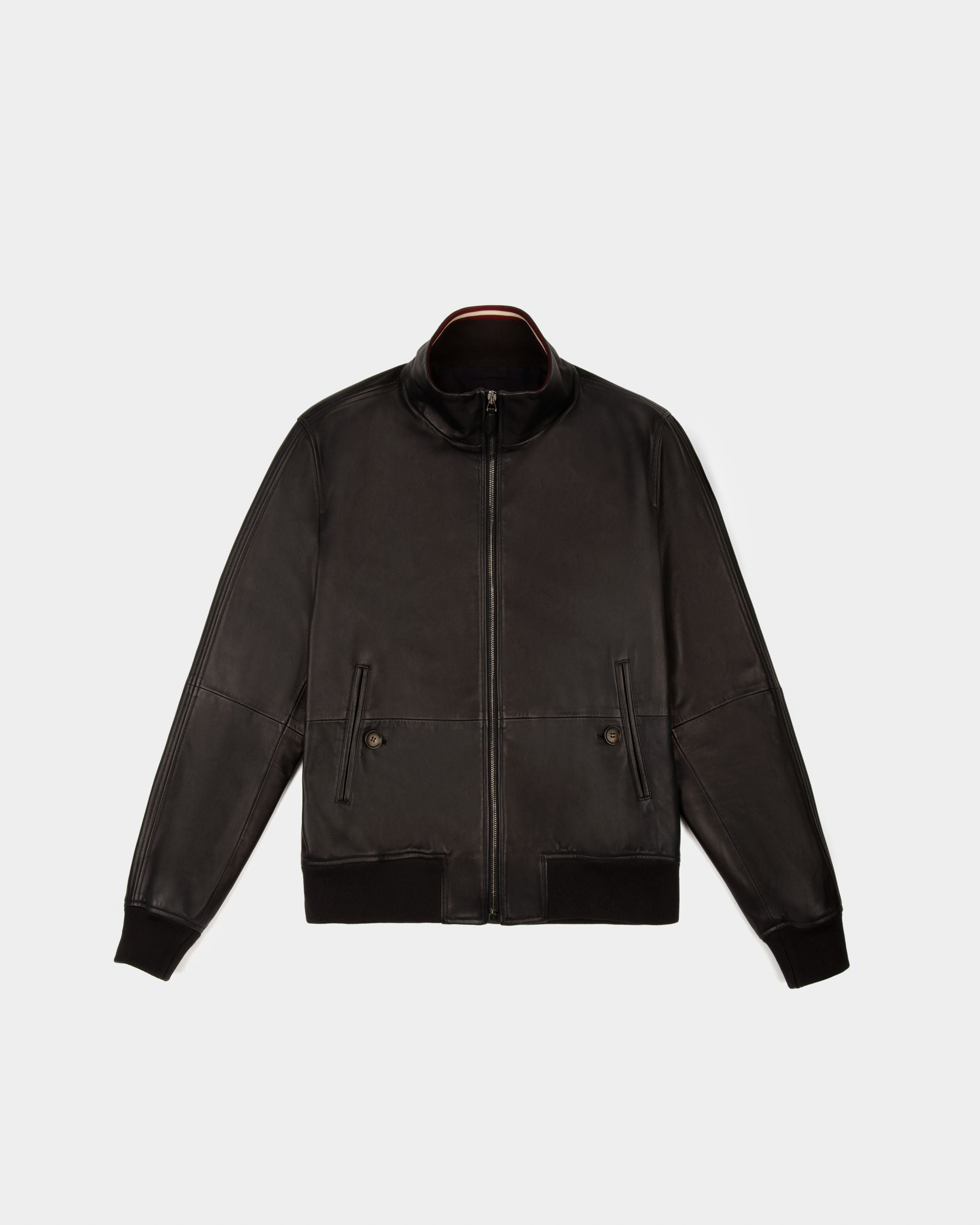 Leather Bomber Jacket In Black
