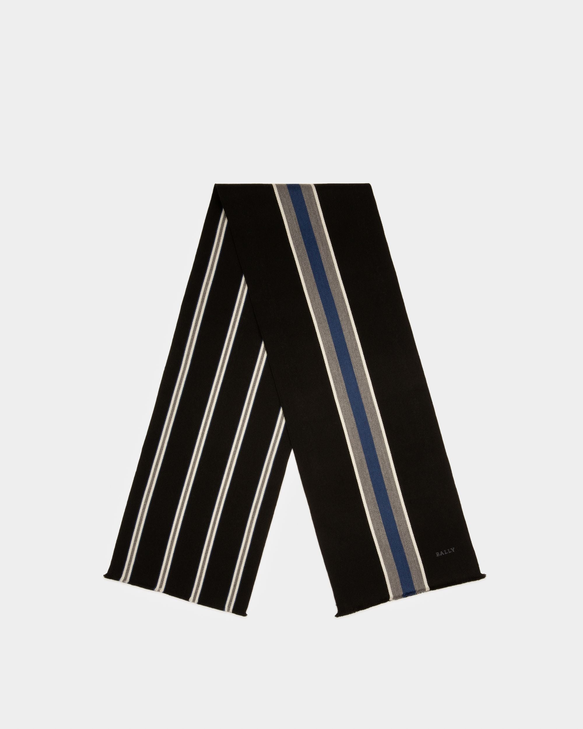 Wool Jacquard Scarf In Black - Men's - Bally - 01