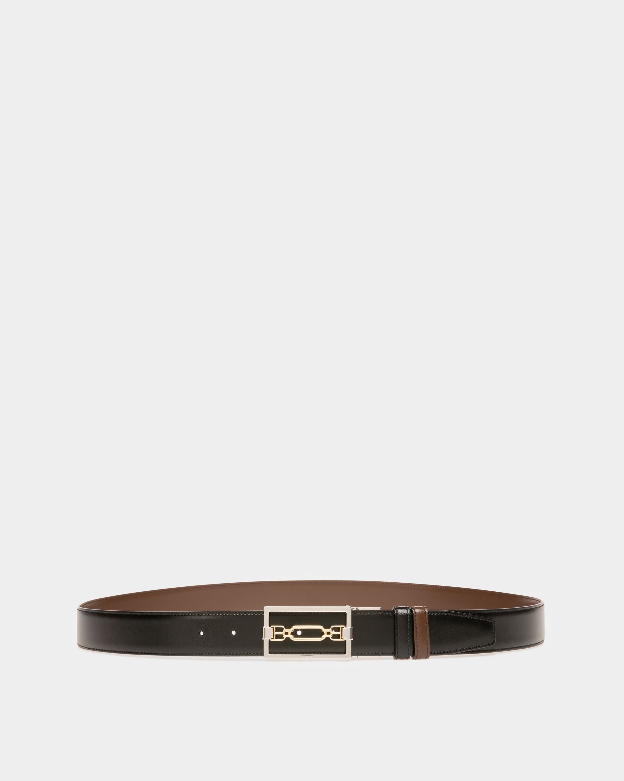 Draper Leather 35mm Belt In Black & Brown - Men's - Bally - 01
