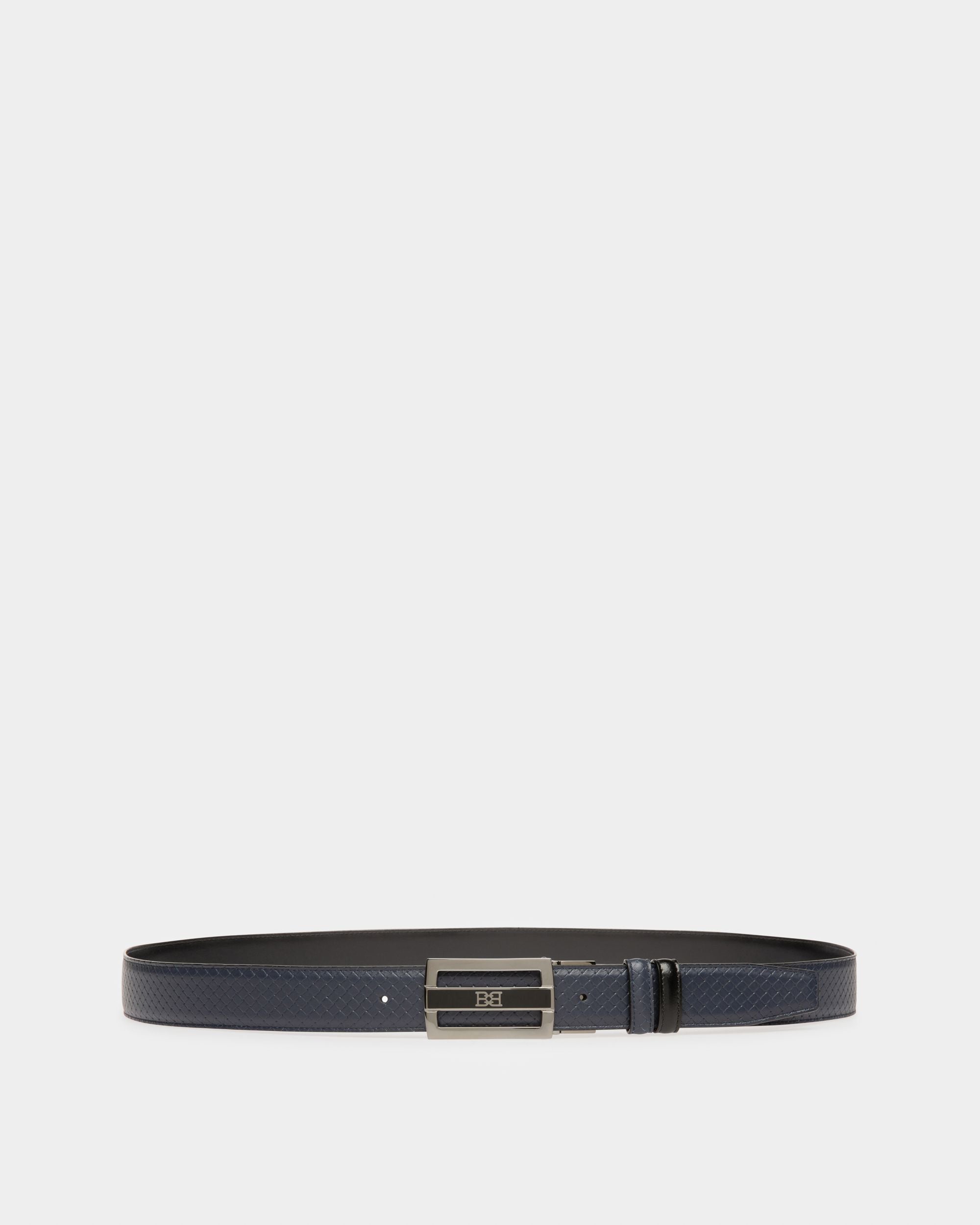 Owen Leather 35Mm Belt In Navy & Black - Men's - Bally - 01