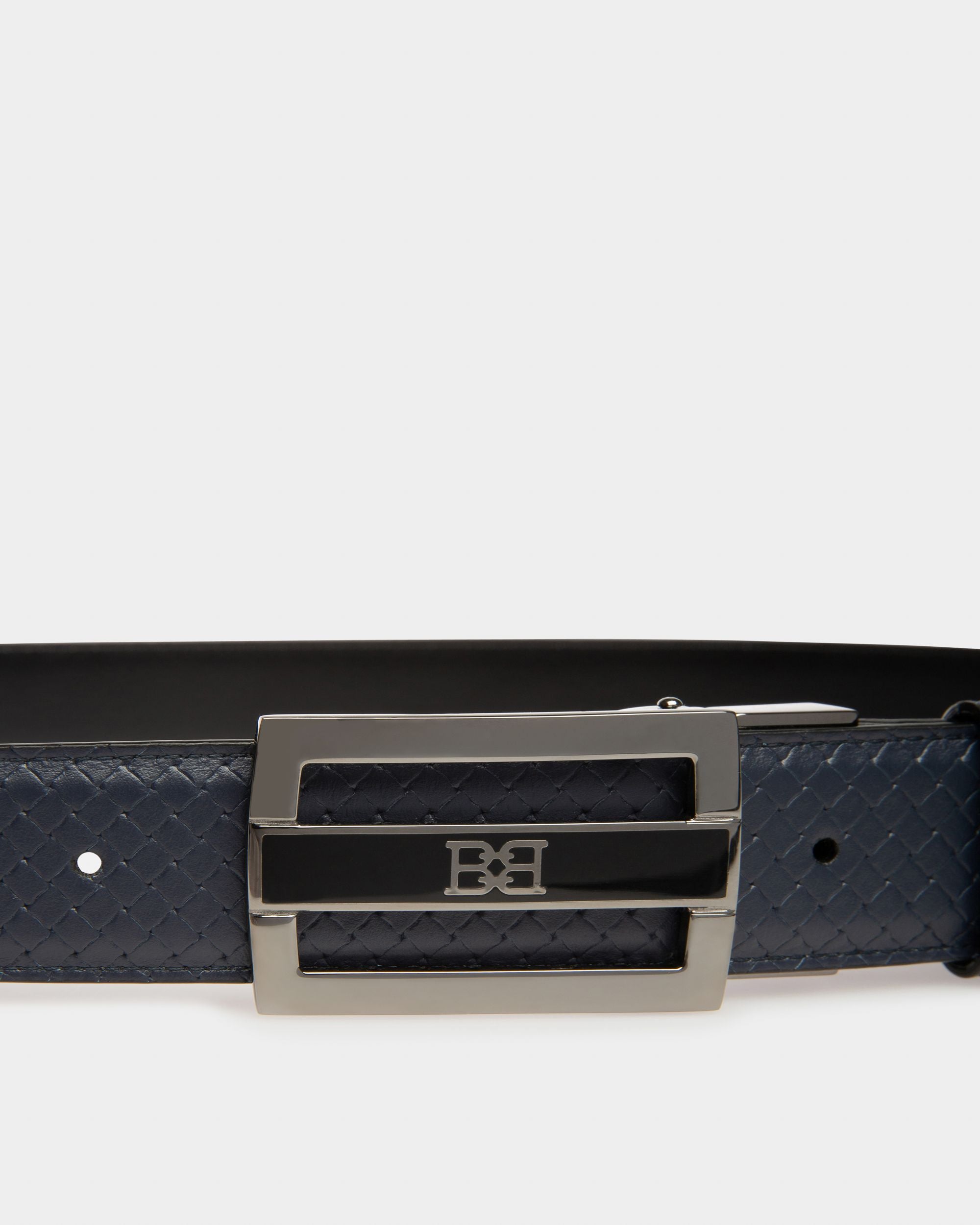 Owen Leather 35Mm Belt In Navy & Black - Men's - Bally - 03
