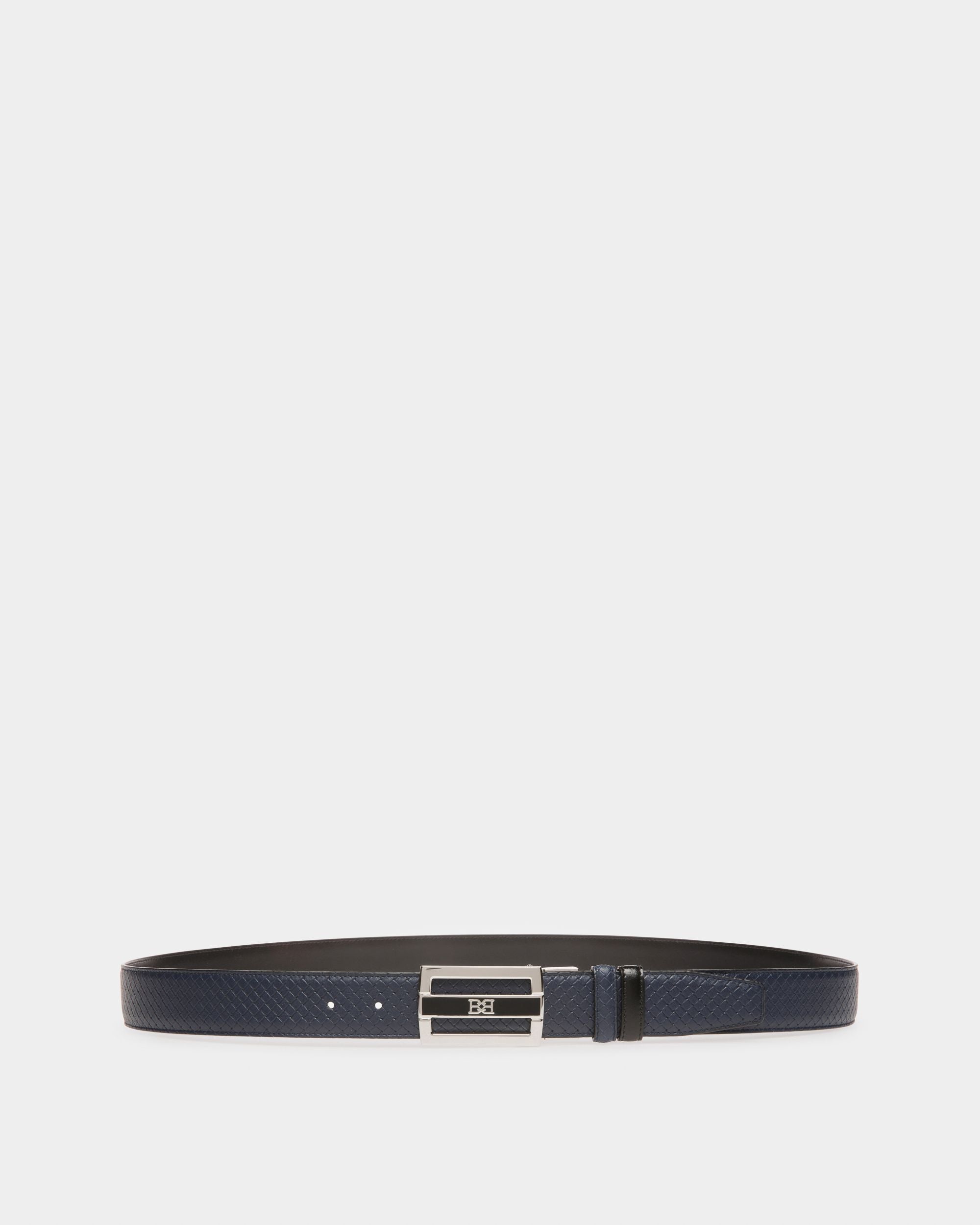 Owen Leather 35mm Belt In Navy And Black - Men's - Bally - 01