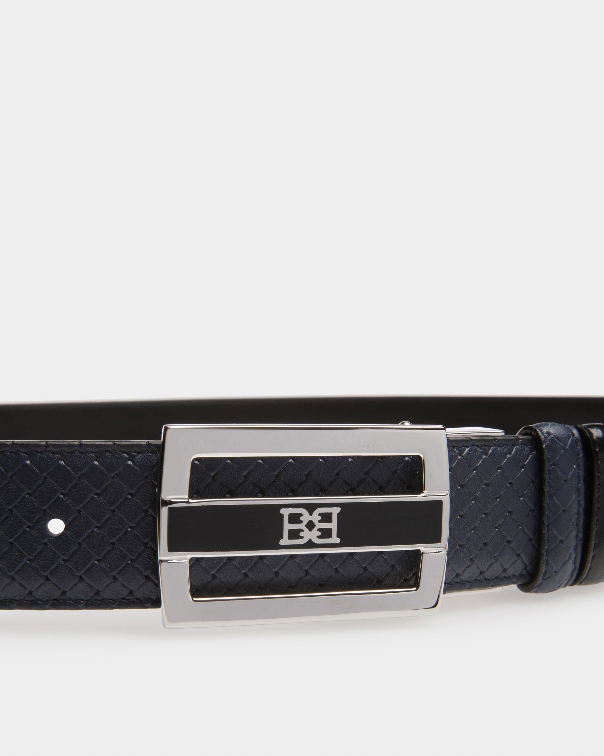 Owen Leather 35mm Belt In Navy And Black - Men's - Bally - 03