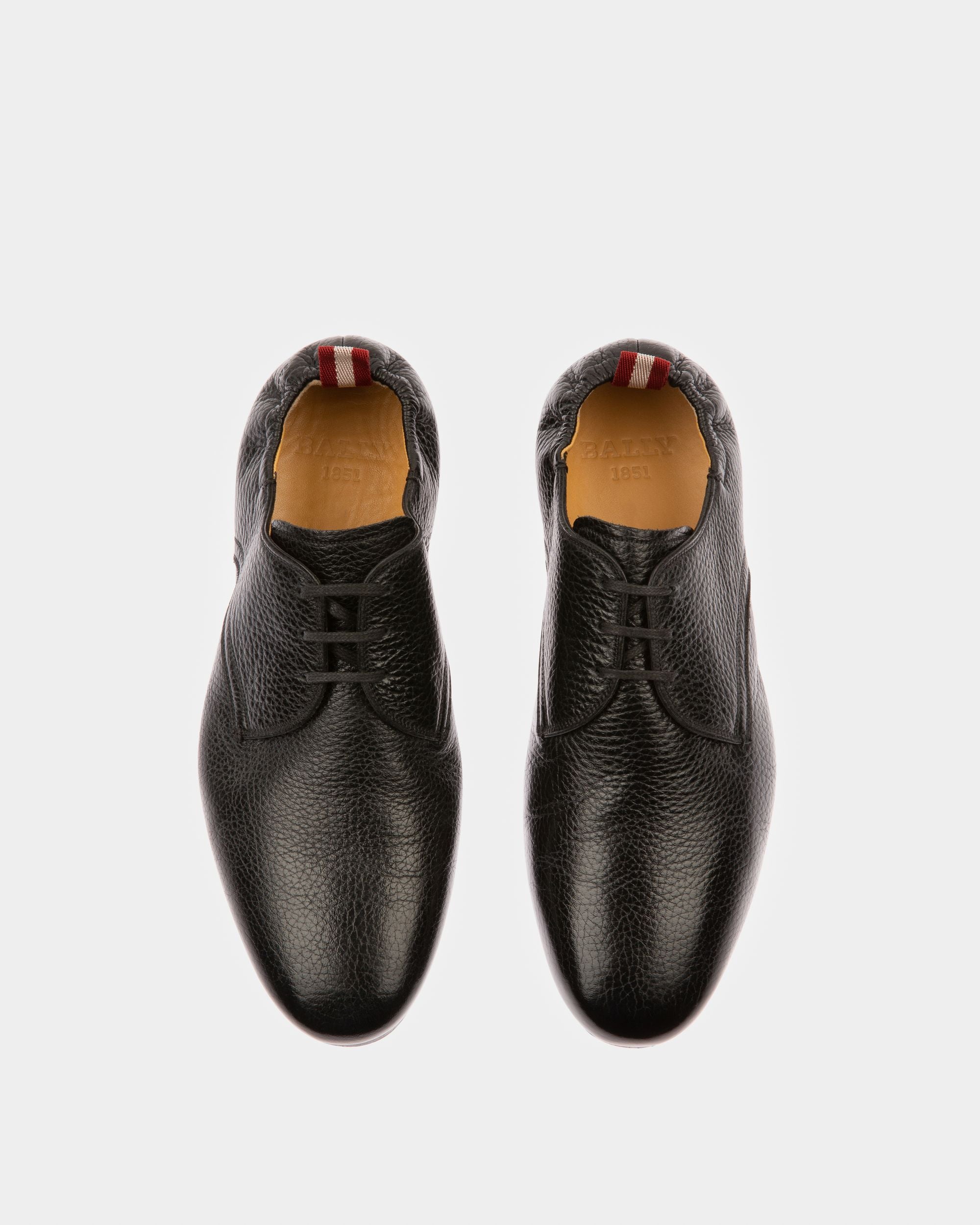 Plizard Leather Derby Shoes In Black - Men's - Bally - 02